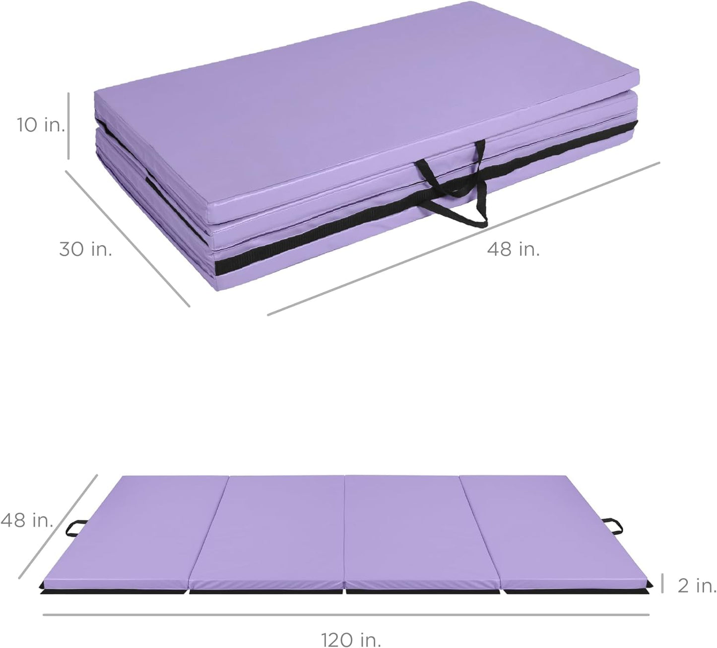 10Ftx4Ftx2In Folding Gym Mat 4-Panel Exercise Gymnastics Aerobics Workout Fitness Floor Mats W/Carrying Handles