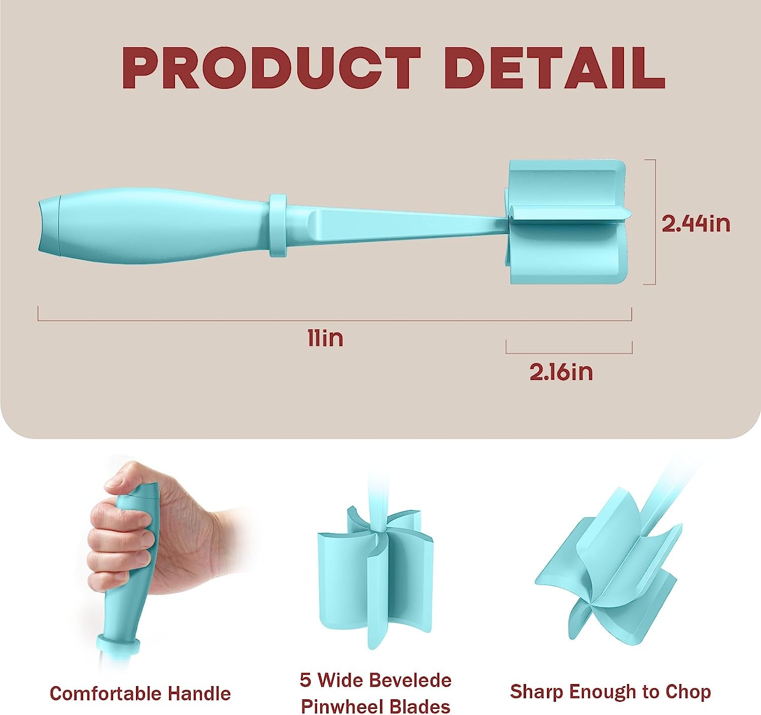 Meat Chopper, Hamburger Chopper, Premium Heat Resistant Masher and Smasher for Hamburger Meat, Ground Beef, Ground Turkey and More, Nylon Ground Beef Chopper Tool and Meat Fork, Mix Chopper-Aqua