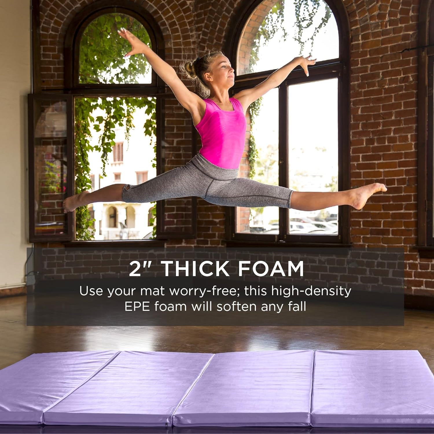 10Ftx4Ftx2In Folding Gym Mat 4-Panel Exercise Gymnastics Aerobics Workout Fitness Floor Mats W/Carrying Handles