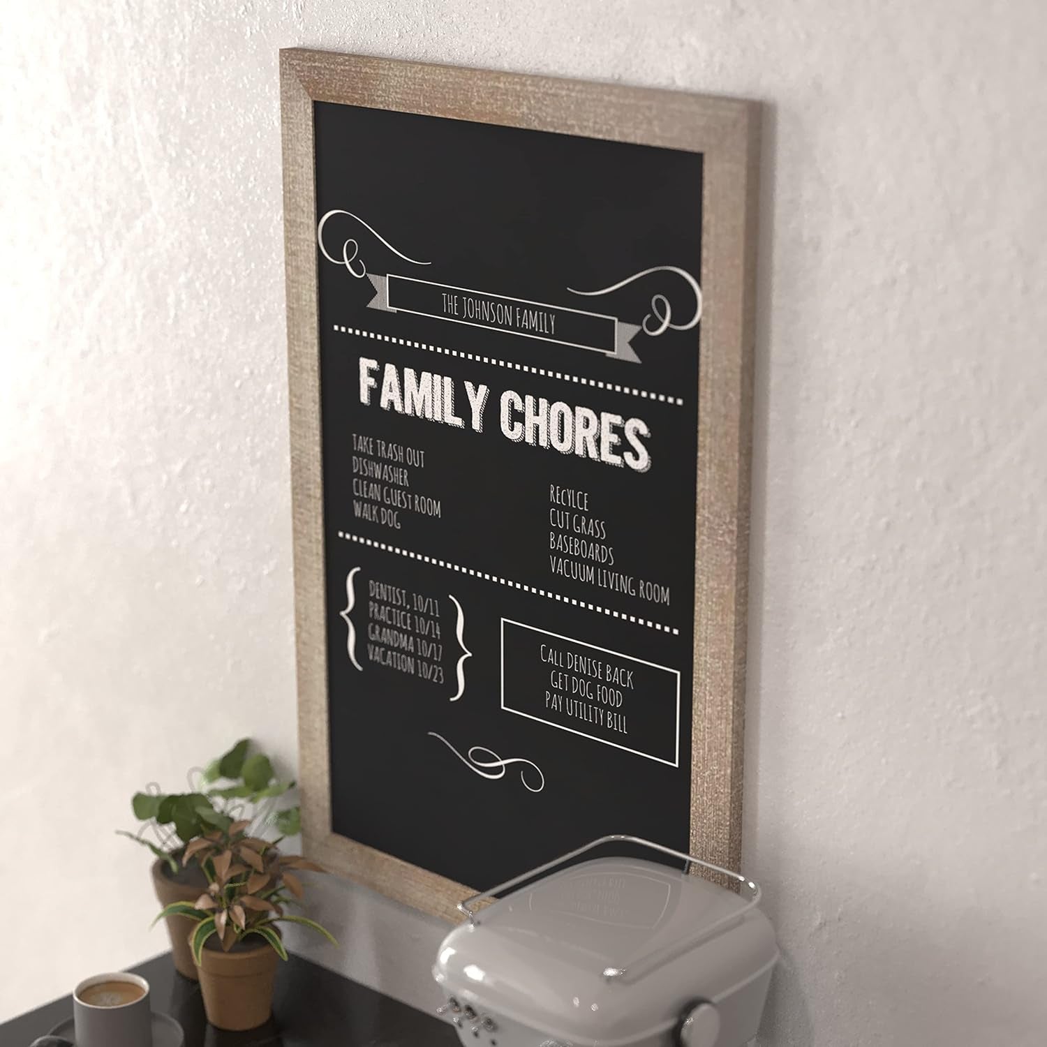 20" X 30" Weathered Lightwash Solid Wood Frame Wall Chalkboard, Magnetic Surface, Home Décor, Restaurant & Café Menus, Blackboard, Includes Chalk, Eraser & Hanging Hardware