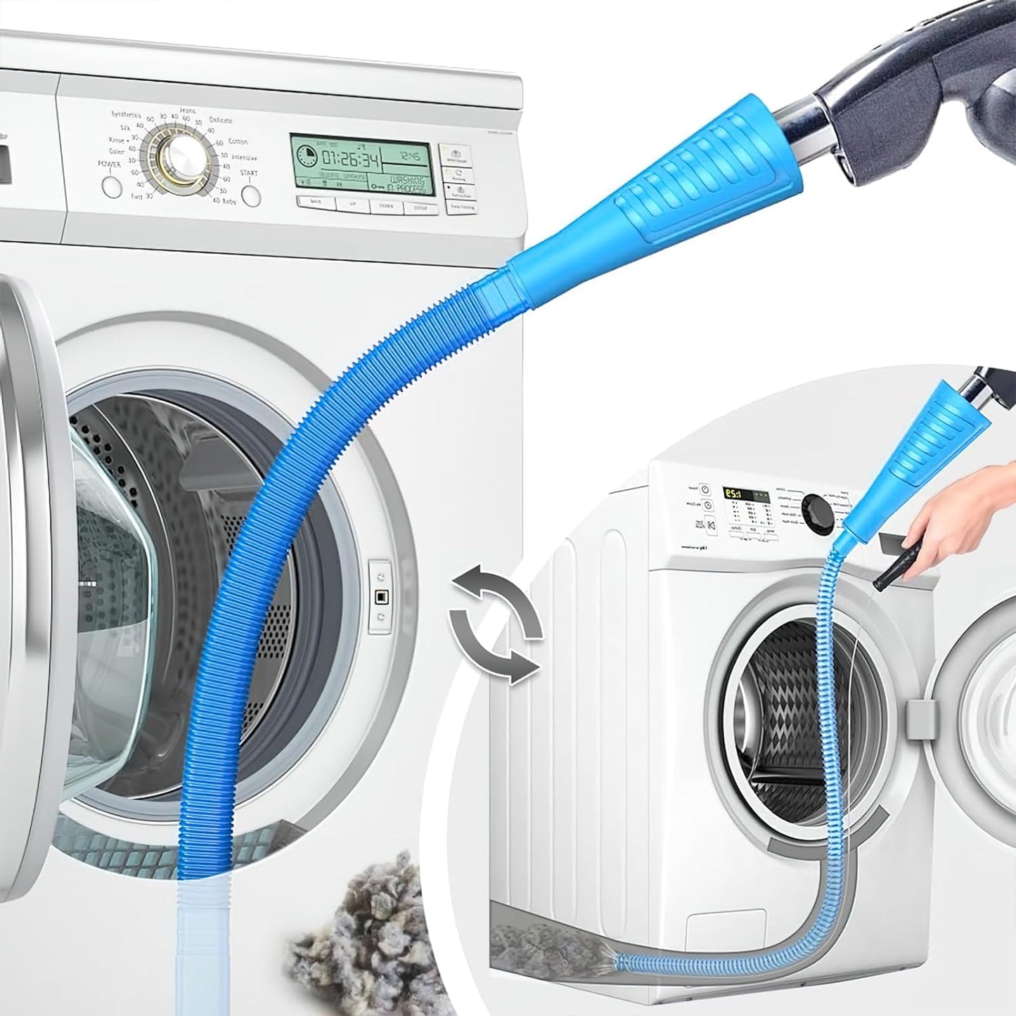 2 Pieces Dryer Vent Cleaner Kit Dryer Lint Vacuum Attachment, Dryer Vent Cleaning Lint Remover 2 Hoses Tools for Home Improvement