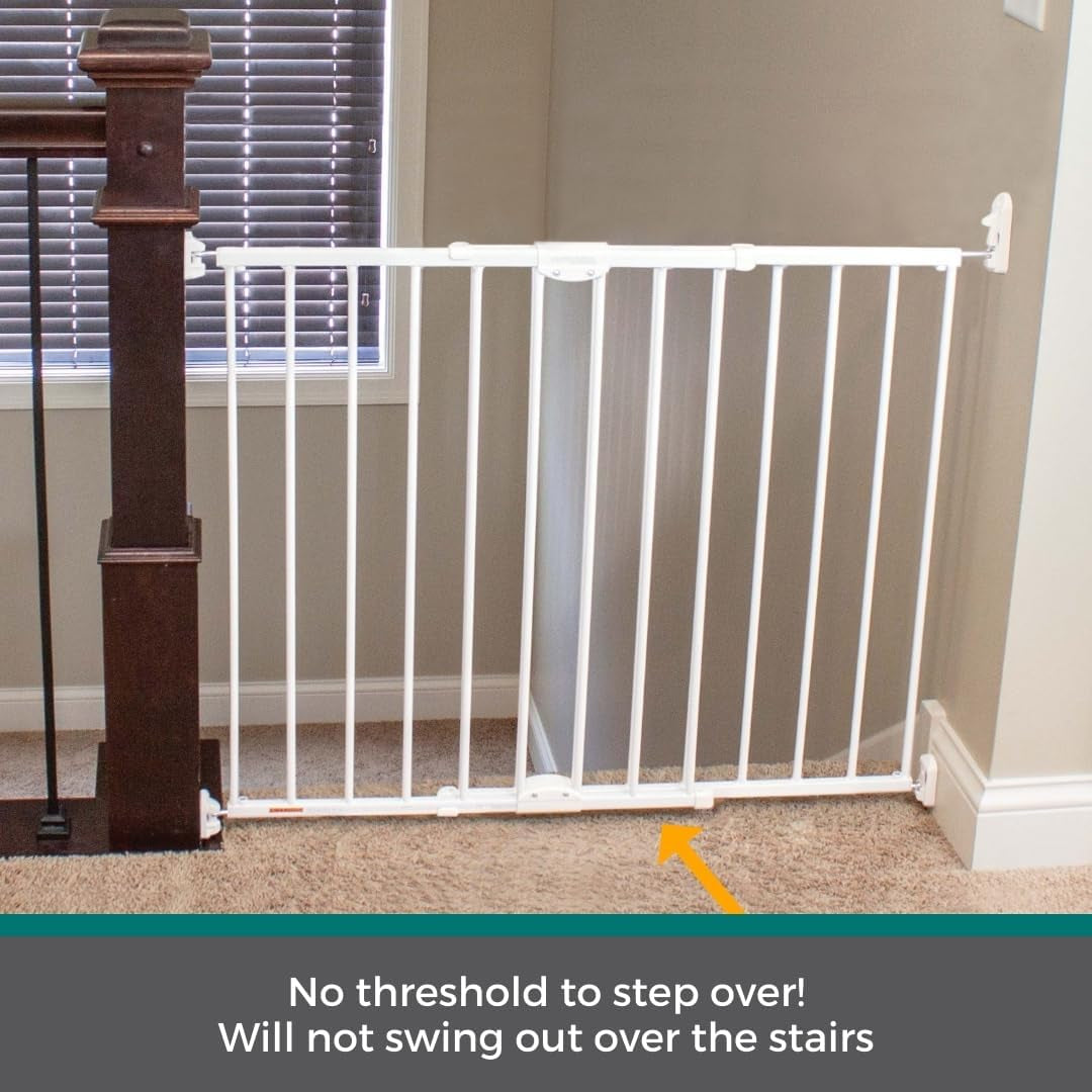 North States  Wide Clearpath Staircase & Hallway Pet Gate: 28.68"-47.85" Wide Dog Gate. Hardware Mount, Dog Gates for the House, Cat Gate for Doorway. 31" Tall, White