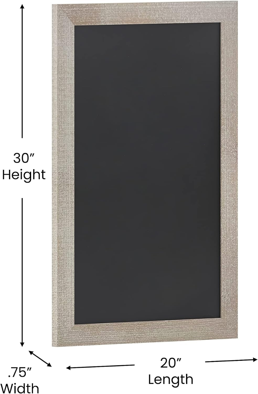 20" X 30" Weathered Lightwash Solid Wood Frame Wall Chalkboard, Magnetic Surface, Home Décor, Restaurant & Café Menus, Blackboard, Includes Chalk, Eraser & Hanging Hardware