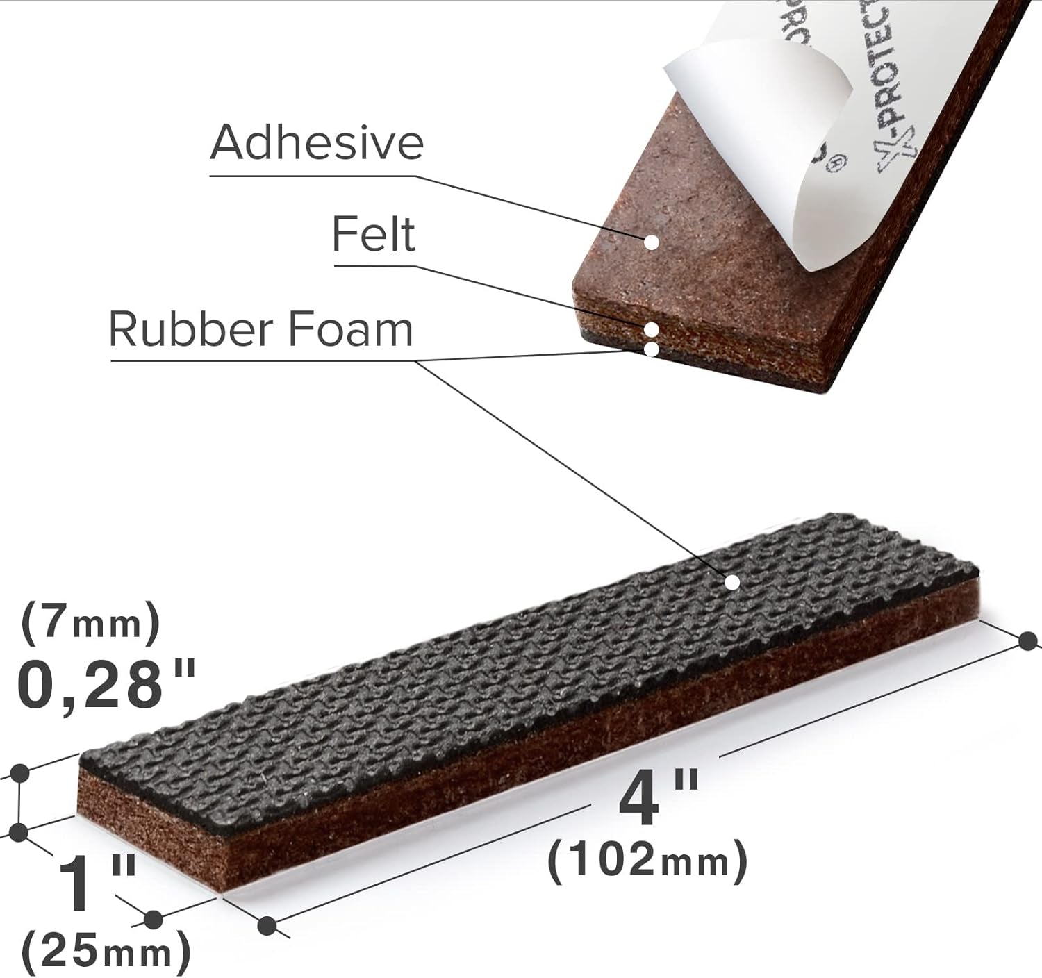 Non-Slip Furniture Pads  8 PCS – 1” X 4” Rubber Furniture Pads – Ideal Furniture Grippers – Self-Adhesive Furniture Grips for Furniture Feet – Non-Skid Furniture Pads Floor Protectors!