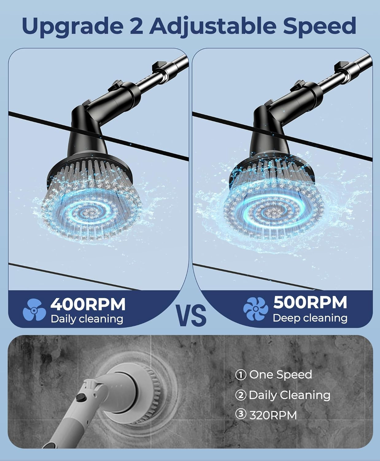 Electric Spin Scrubber Kh8, 2024 Upgrade Cordless Shower Scrubber 8 Replacement Head, 1.5H Bathroom Scrubber Dual Speed, Shower Cleaning Brush with Extension Arm for Bathtub Tile Floo