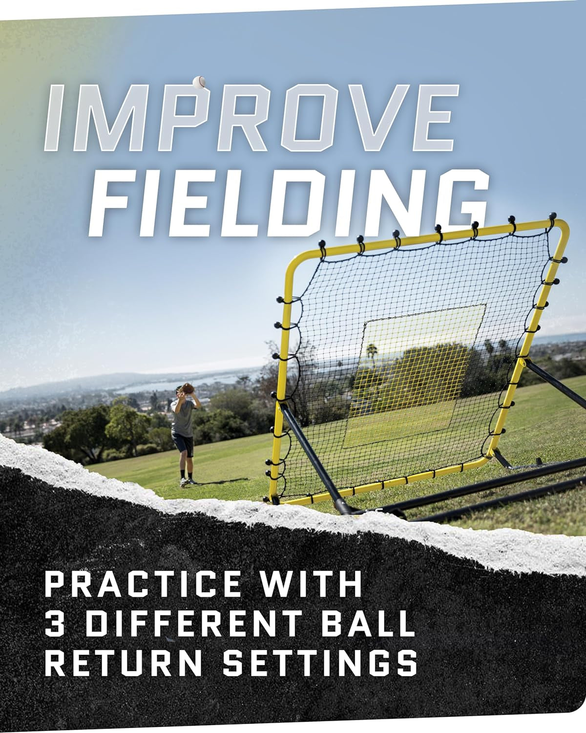 Baseball and Softball Rebounder Net for Pitching and Fielding Training, 4 X 4.5 Feet