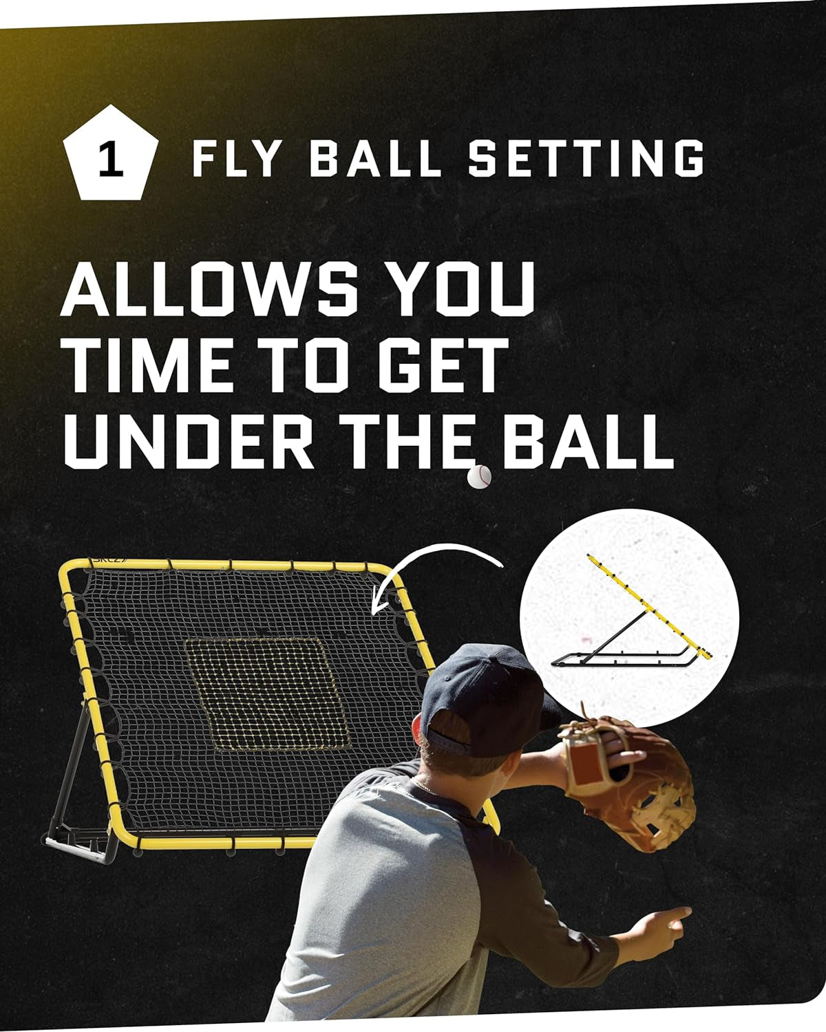 Baseball and Softball Rebounder Net for Pitching and Fielding Training, 4 X 4.5 Feet