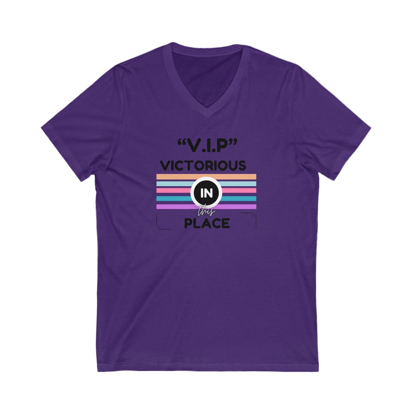Unisex Jersey Short Sleeve V.I.P Victorious In This Place V-Neck Tee