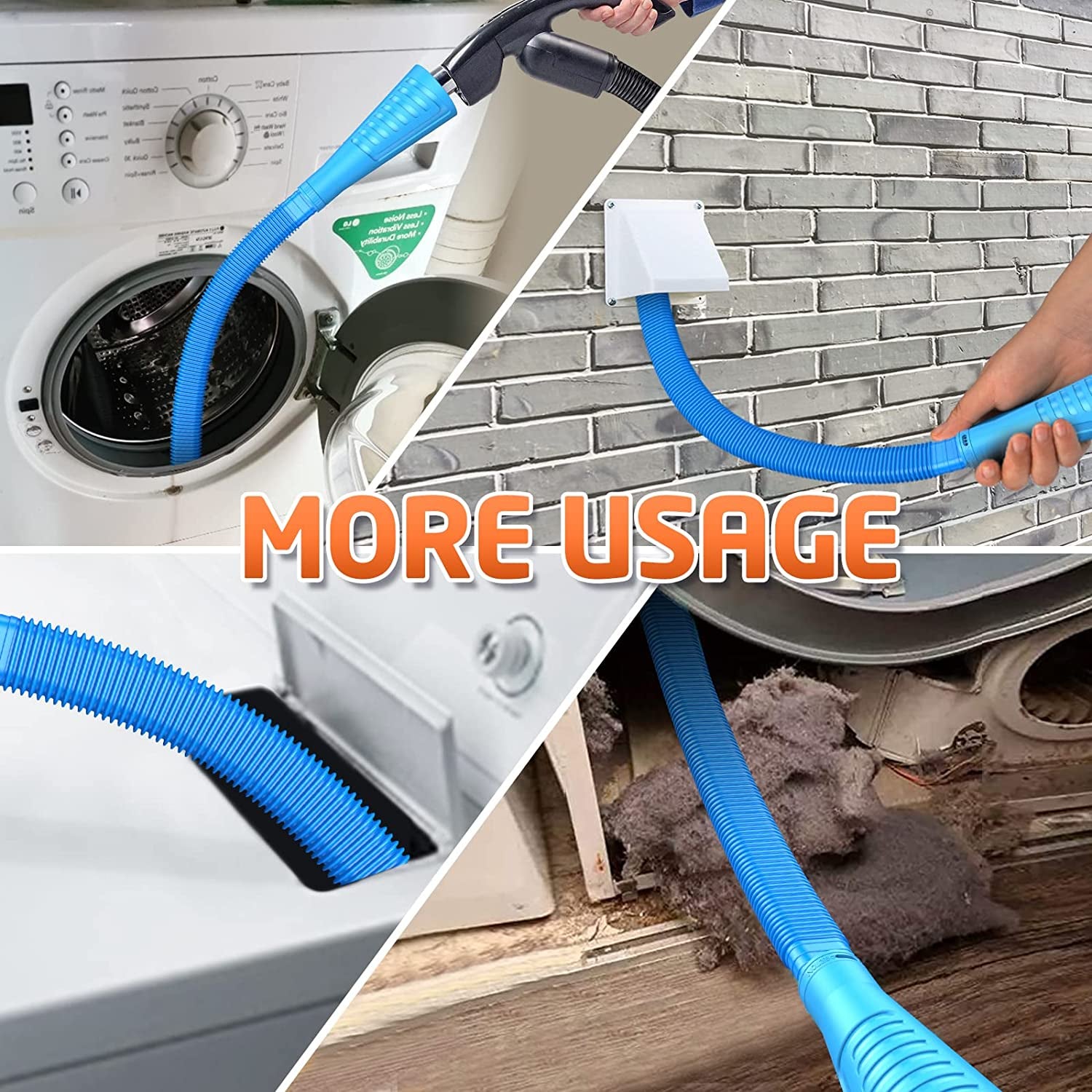 2 Pieces Dryer Vent Cleaner Kit Dryer Lint Vacuum Attachment, Dryer Vent Cleaning Lint Remover 2 Hoses Tools for Home Improvement