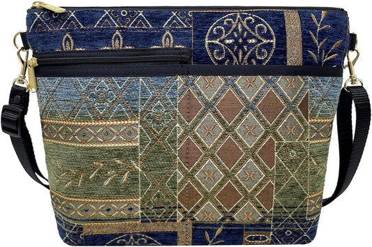 Women'S Tapestry Bag Shoulder Handbag, Large Zipper Purse Handmade in the USA