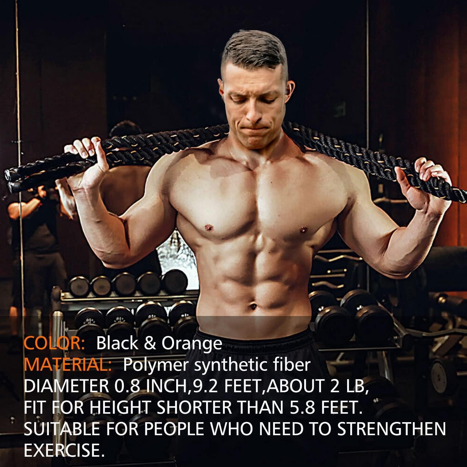 Heavy Jump Ropes for Fitness 2Lb/3Lb/5Lb,Weighted Adult Skipping Rope Exercise Battle Ropes for Men & Women,Total Body Workouts, Power Training in Gym to Improve Strength and Building Muscle