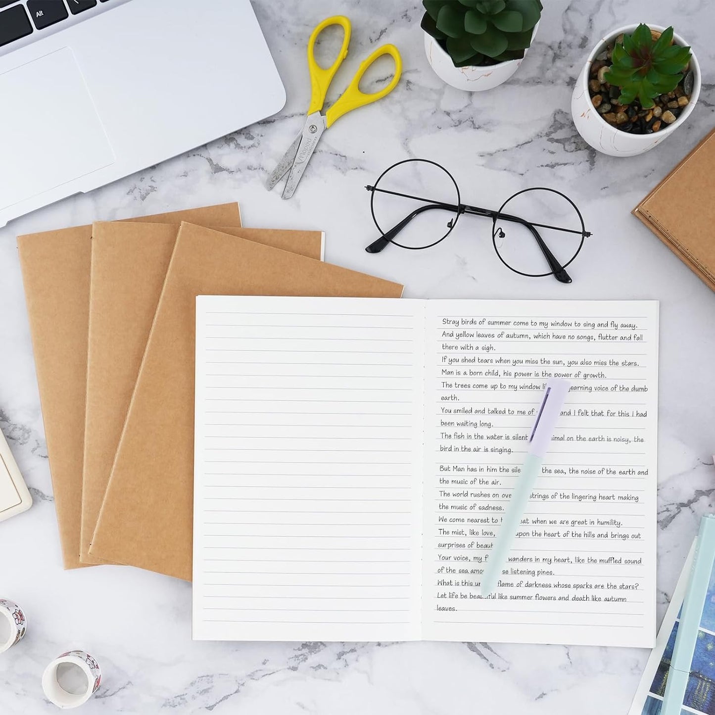 200 Pack A5 Lined Journals for Writing, Composition Notebook, Kraft Notebook Journals 8.3X5.5In College Ruled Subject Notebooks 60 Pages for School Office Supplies