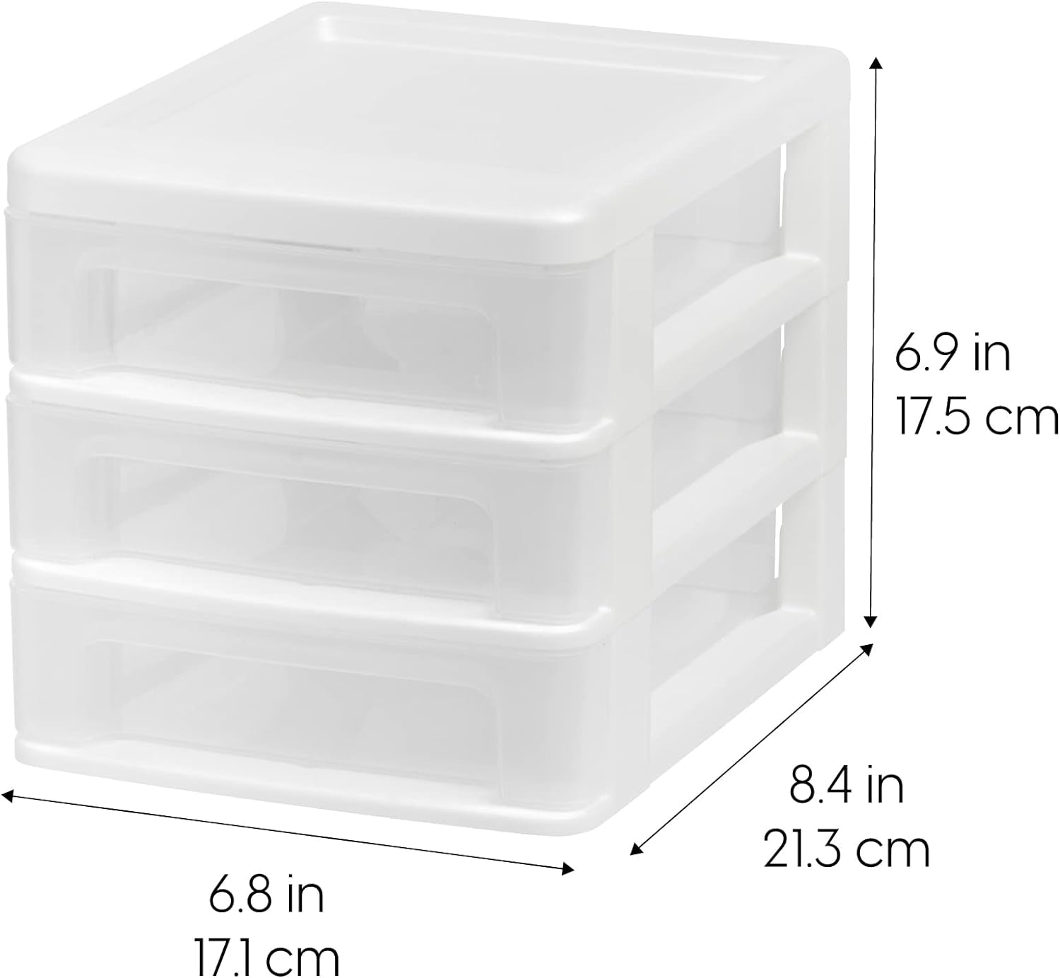USA Small 3-Drawer Desktop Organizer, 2 Pack, Stackable, for Office, School, Stationary, Makeup Organizer, Bathroom, Utility, Medical Supplies, Desk Organizer, Versatile Storage, White