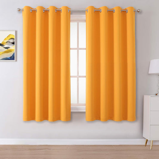Marigold Orange Blackout Curtains for Living Room Darkening Window Curtain Set with Grommets Thermal Insulated Curtain Panels Bedroom,52 X 54 Inch,2 Piece