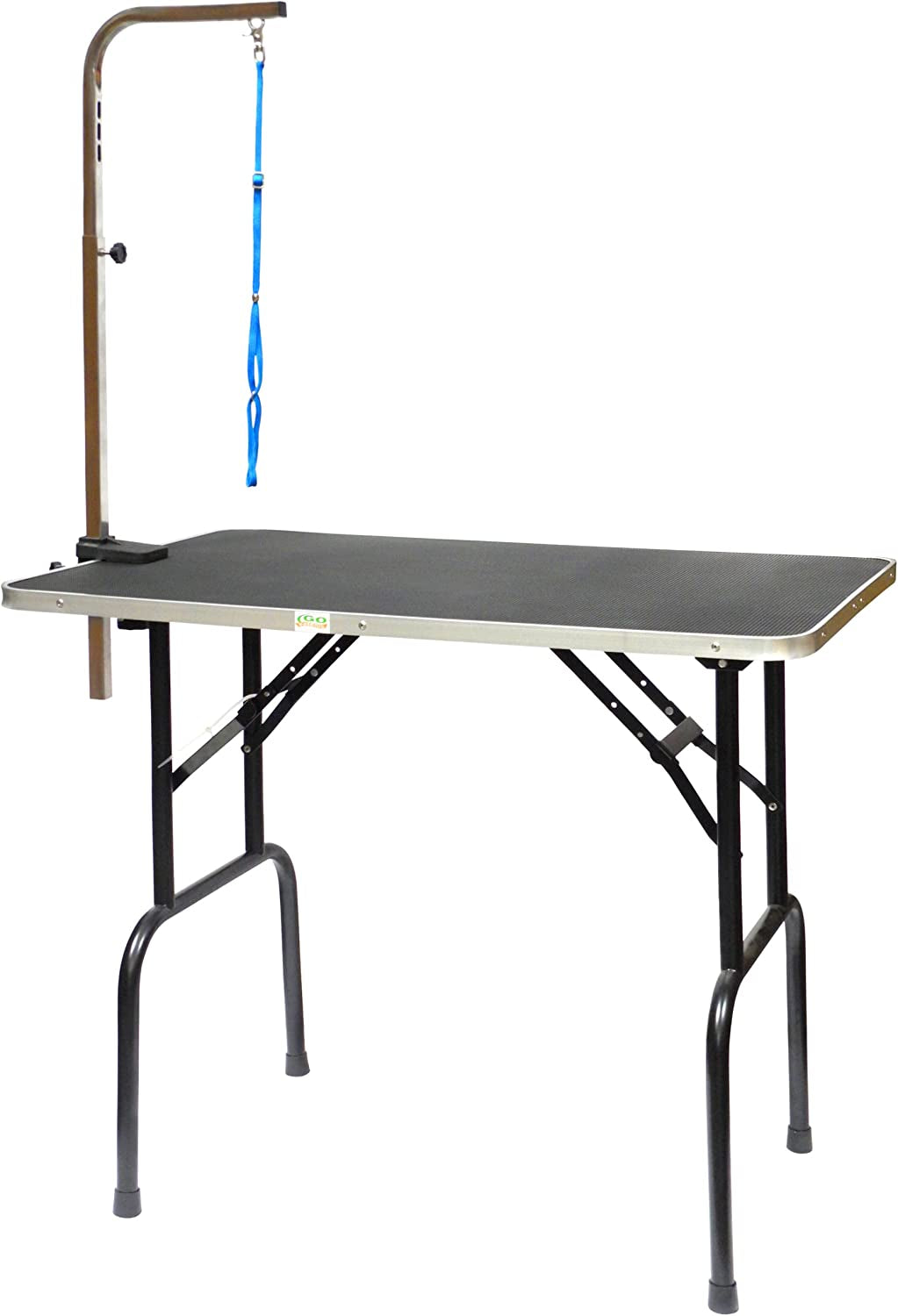 48-Inch Dog Grooming Table, Adjustable Arm Foldable Non-Slip Top, Rust-Proof, Waterproof, Warp-Free Trimming Table for Pets, Black