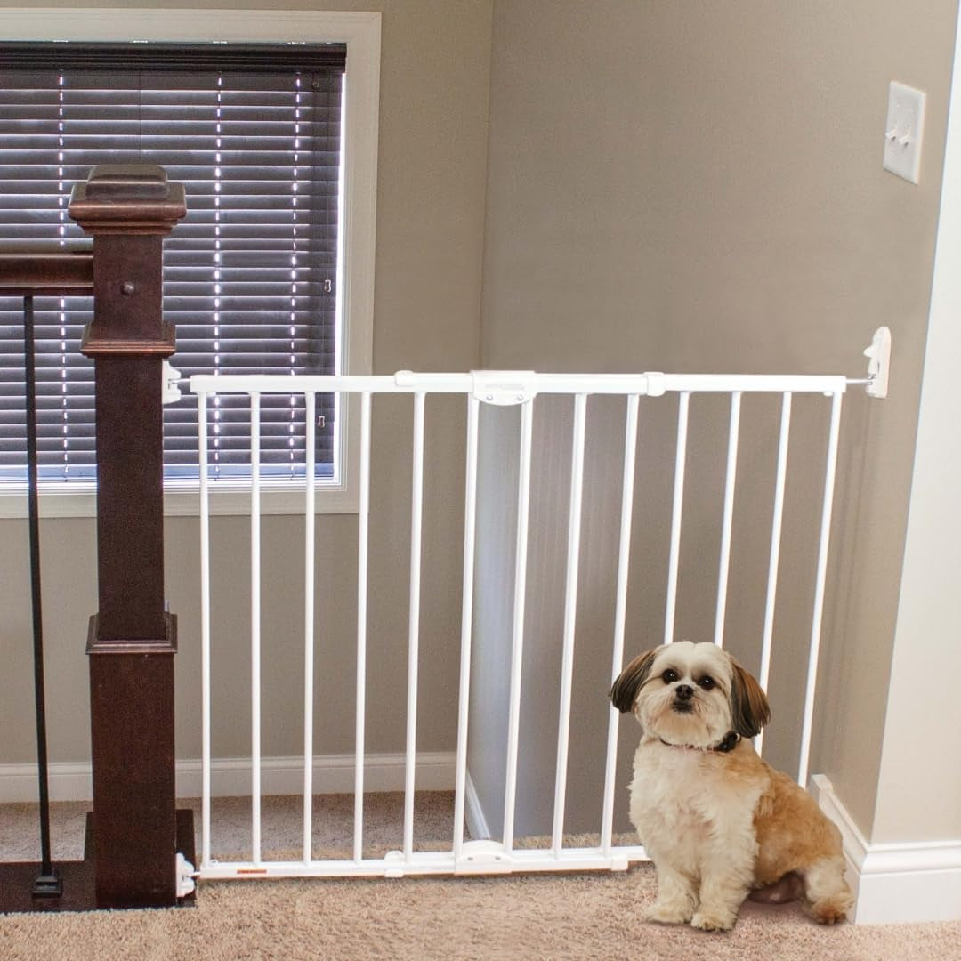 North States  Wide Clearpath Staircase & Hallway Pet Gate: 28.68"-47.85" Wide Dog Gate. Hardware Mount, Dog Gates for the House, Cat Gate for Doorway. 31" Tall, White
