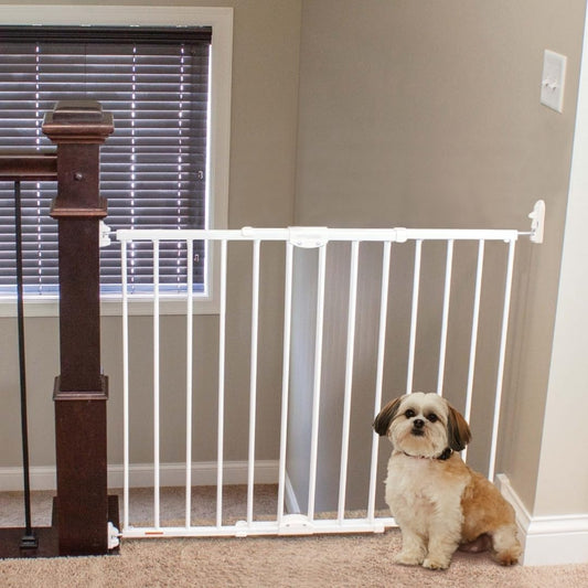 North States  Wide Clearpath Staircase & Hallway Pet Gate: 28.68"-47.85" Wide Dog Gate. Hardware Mount, Dog Gates for the House, Cat Gate for Doorway. 31" Tall, White