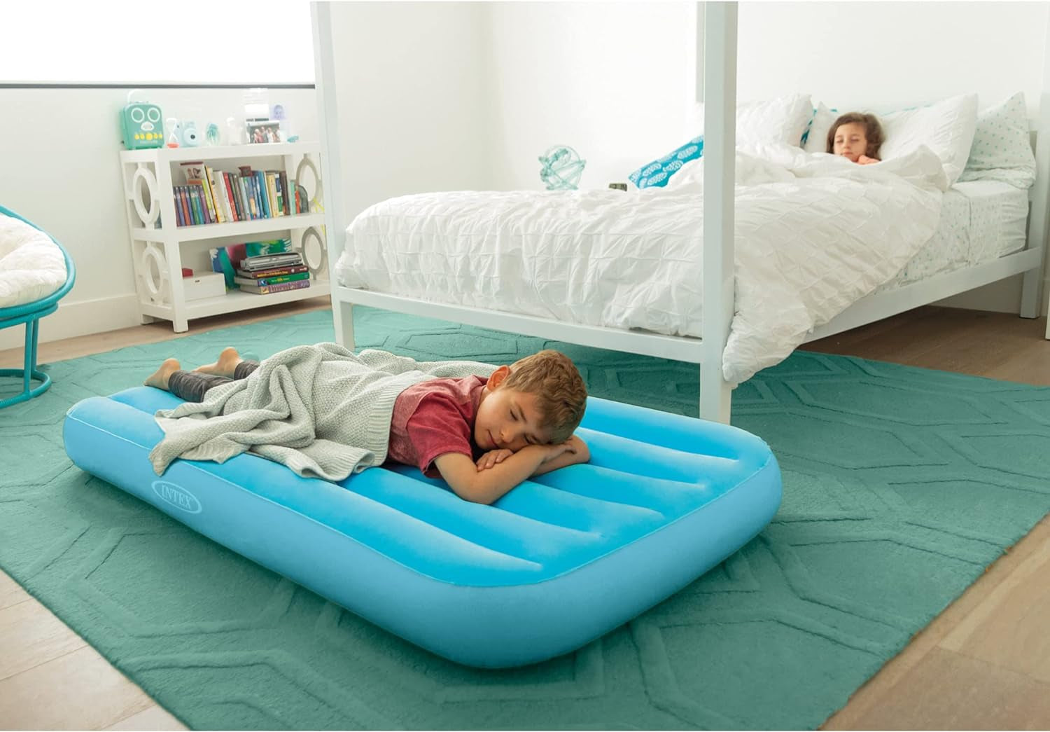 66803EP Cozy Kidz Inflatable Airbed: Fiber-Tech – Velvety Soft Surface – Carry Bag Included – Color May Vary – 34.5" X 62" X 7"