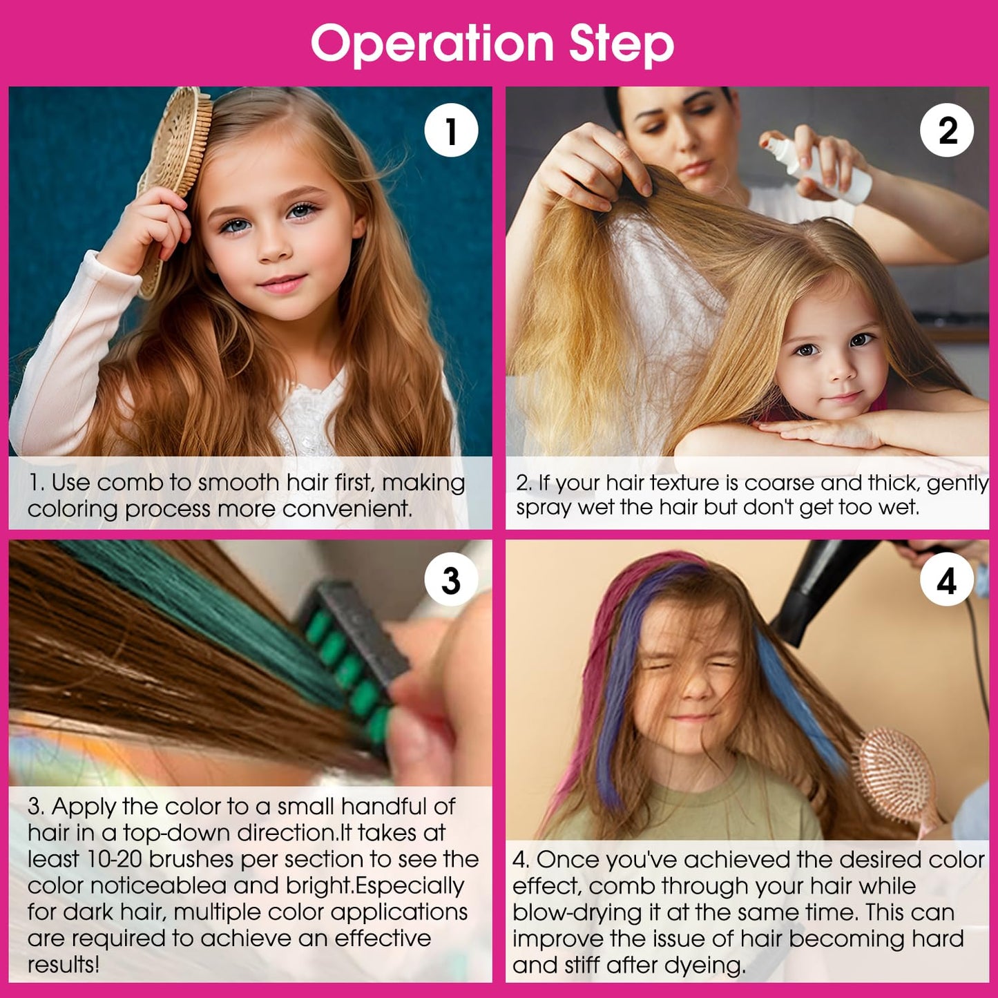 New Hair Chalk Comb Temporary Hair Color Dye for Girls Kids, Washable Hair Chalk for Girls Age 4 5 6 7 8 9 10-12 Birthday Christmas Cosplay Hair DIY Party