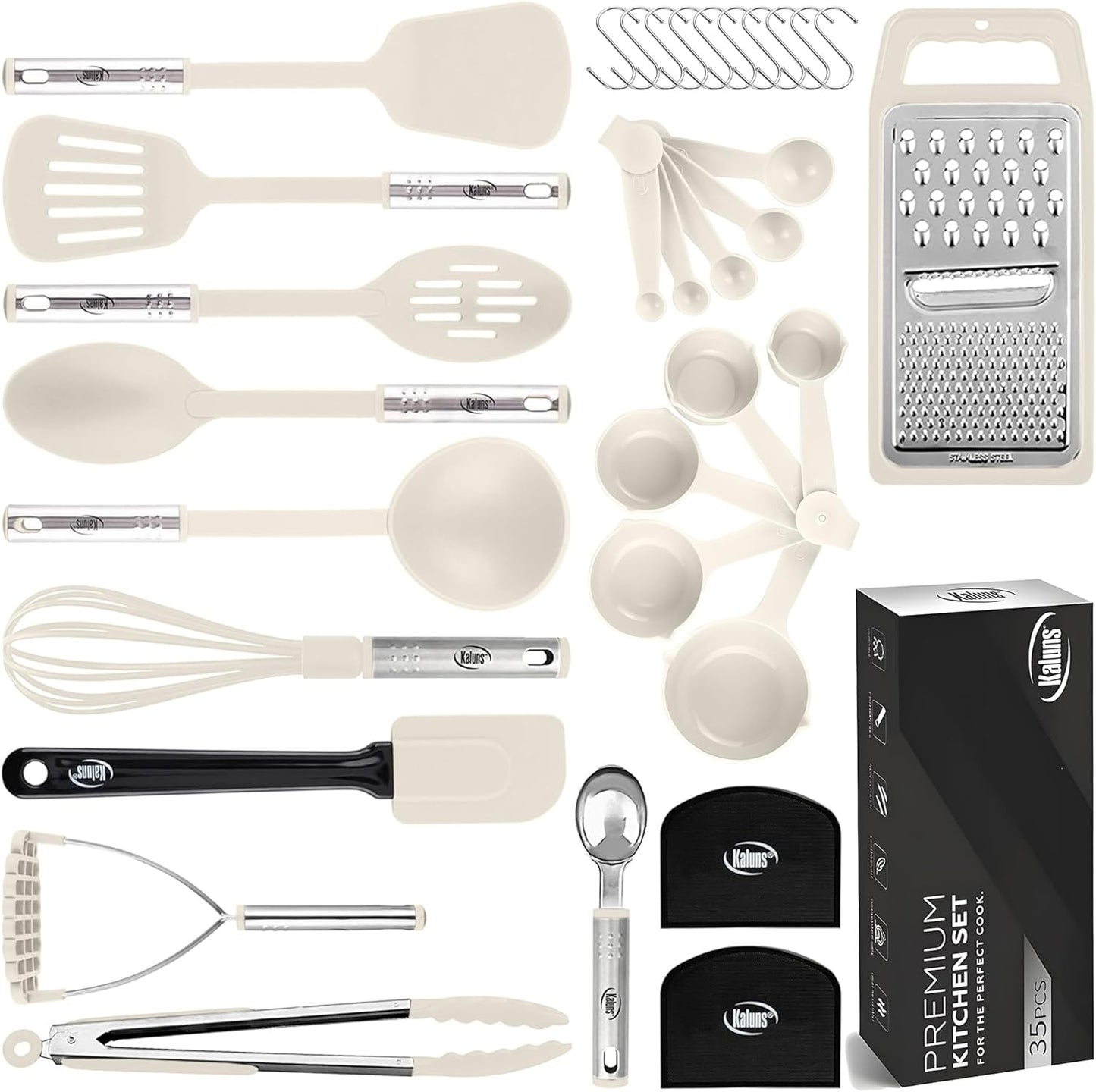 Kitchen Utensils Set 35 PCS Cooking Utensils Set, Nonstick and Heat Resistant Nylon Stainless Steel Silicone Spatula Set - Kitchen Gadgets Home Essentials Kitchen Accessories, Apartment Must Haves