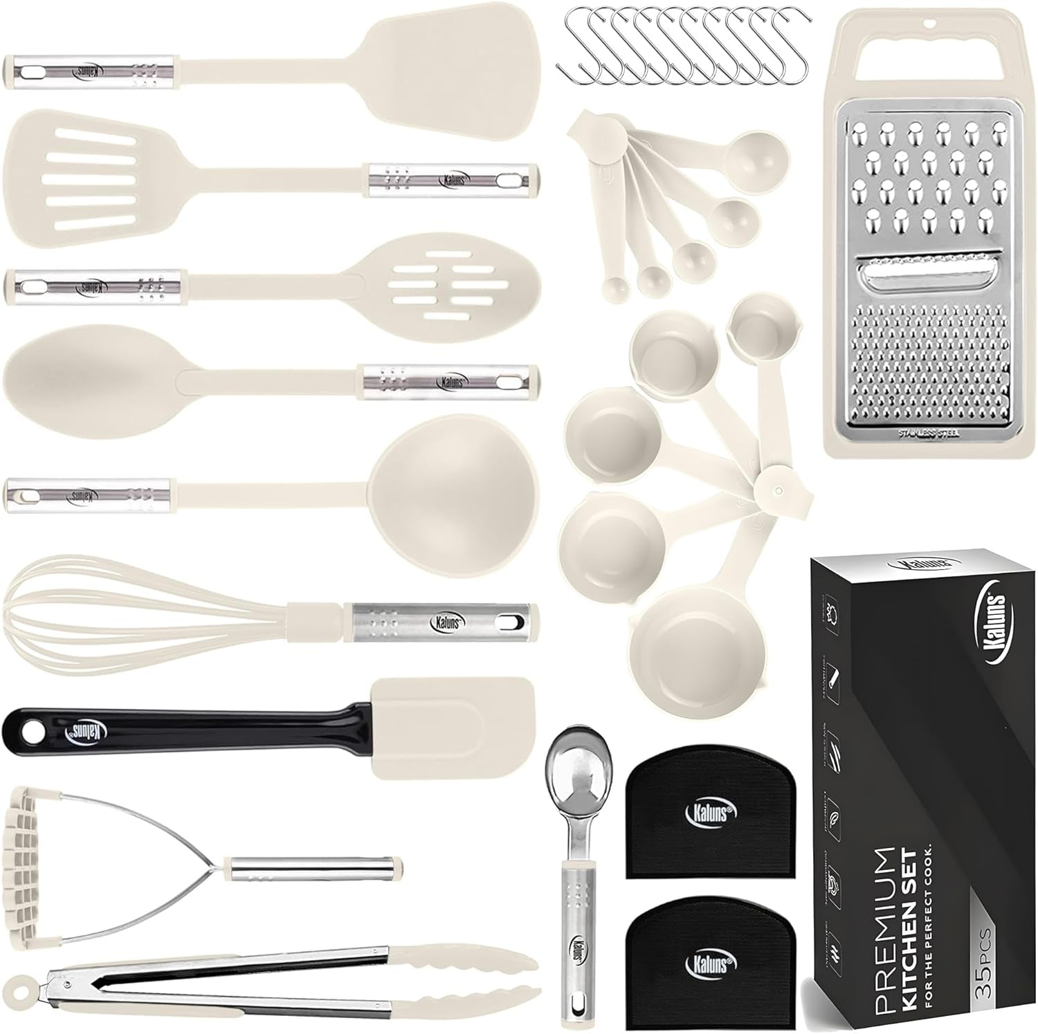 Kitchen Utensils Set 35 PCS Cooking Utensils Set, Nonstick and Heat Resistant Nylon Stainless Steel Silicone Spatula Set - Kitchen Gadgets Home Essentials Kitchen Accessories, Apartment Must Haves