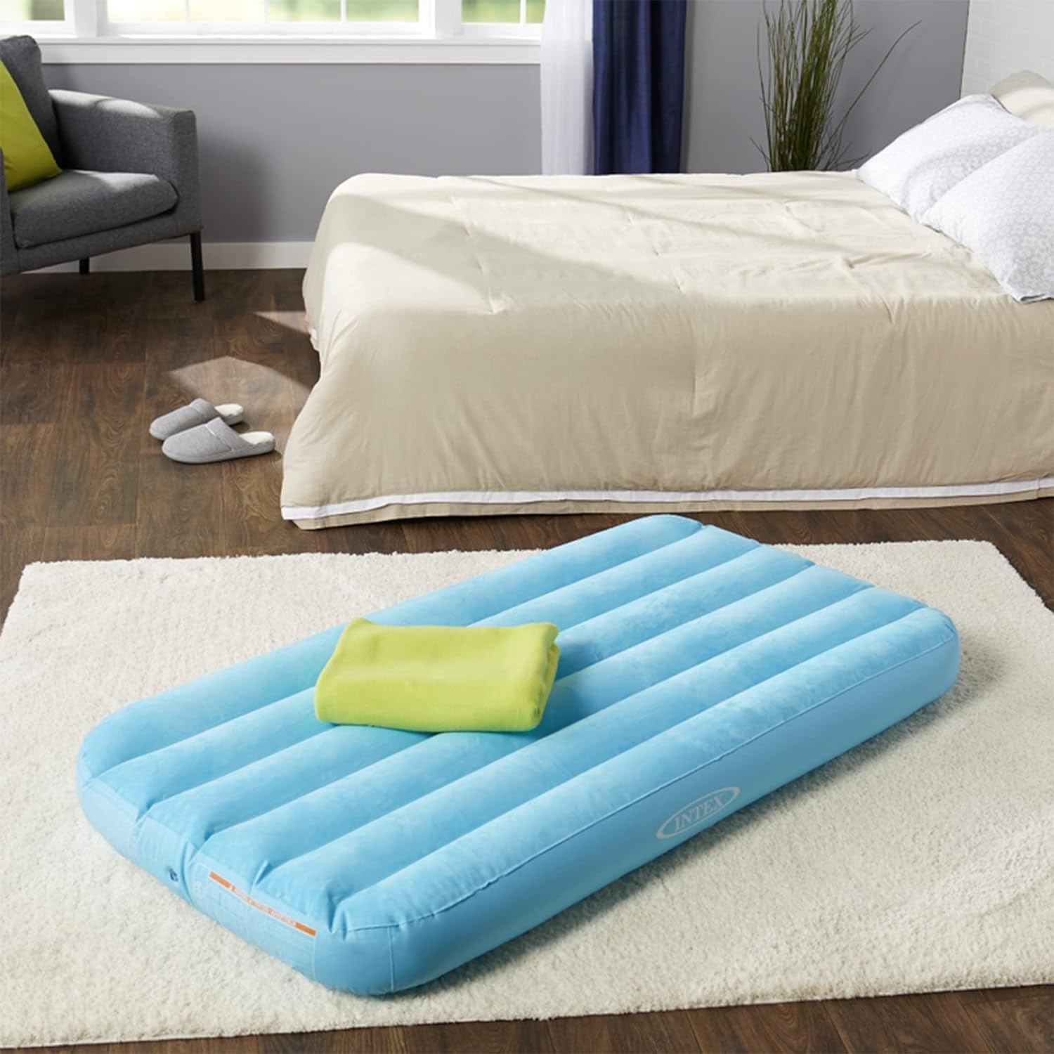 66803EP Cozy Kidz Inflatable Airbed: Fiber-Tech – Velvety Soft Surface – Carry Bag Included – Color May Vary – 34.5" X 62" X 7"