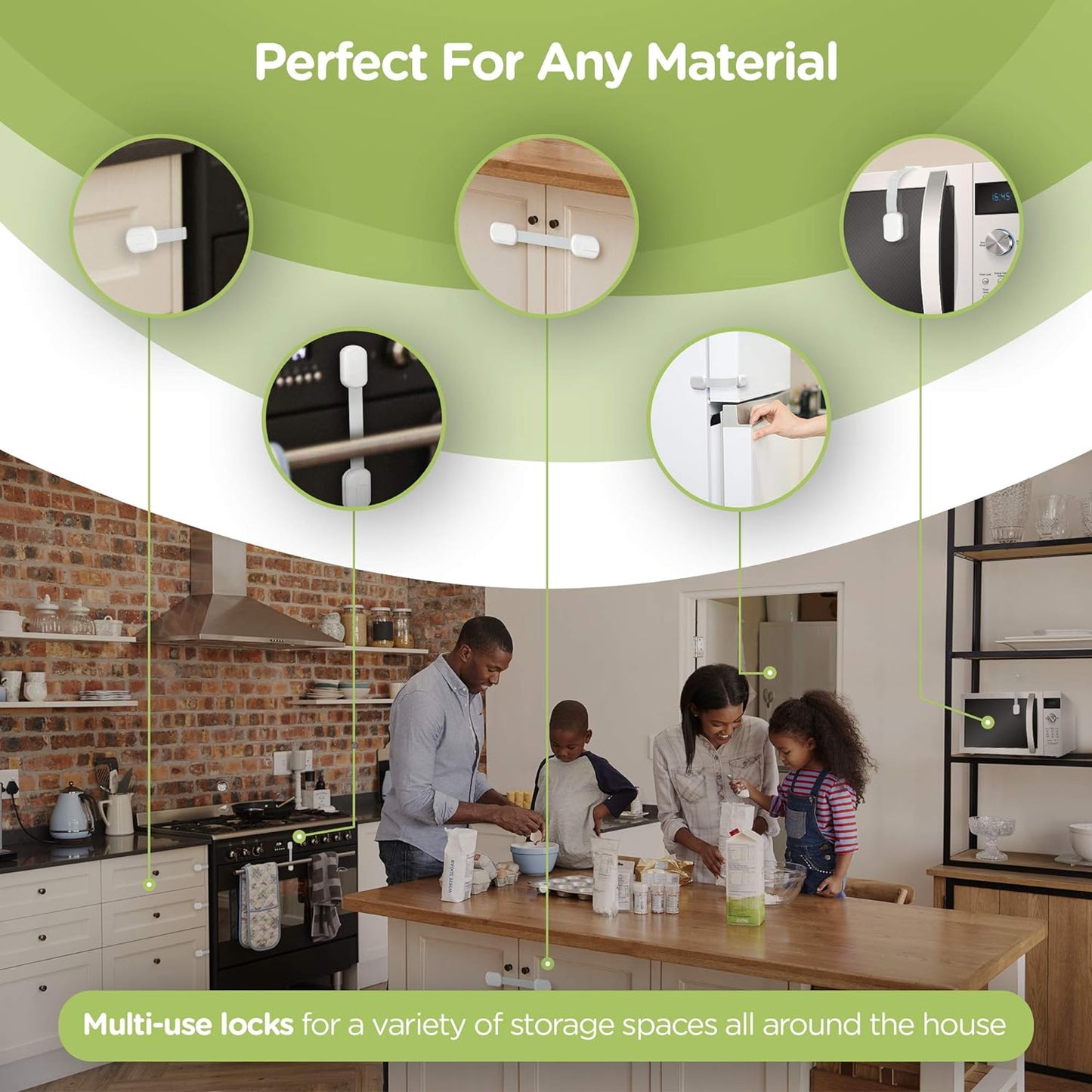 Baby Proofing Child Safety Locks (2 Pack) by  - the Safest, Quickest and Easiest 3M Adhesive Cabinet Latches, No Screws & Magnets, Multi-Purpose for Furniture, Kitchen, Ovens, Toilet Seats
