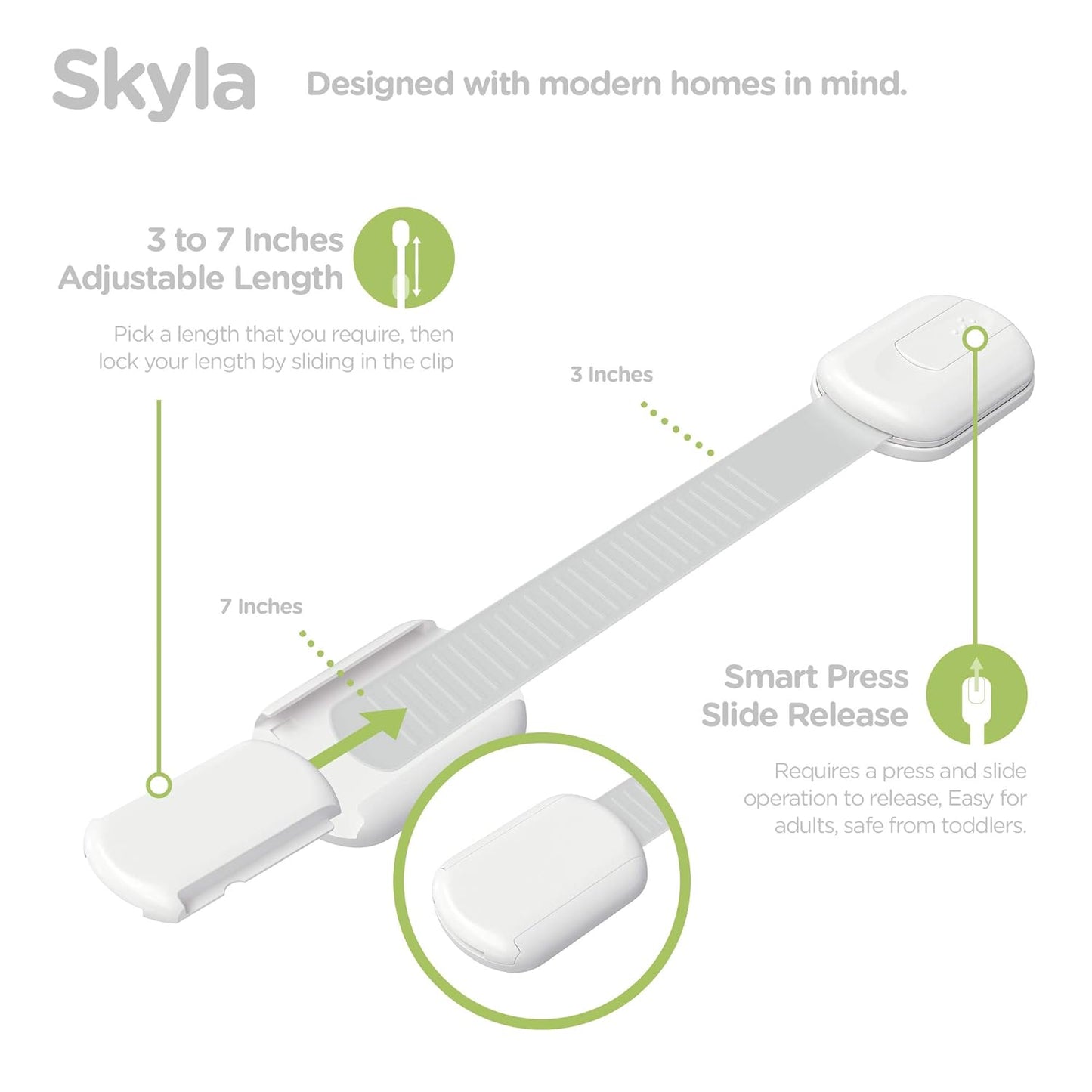 Baby Proofing Child Safety Locks (2 Pack) by  - the Safest, Quickest and Easiest 3M Adhesive Cabinet Latches, No Screws & Magnets, Multi-Purpose for Furniture, Kitchen, Ovens, Toilet Seats