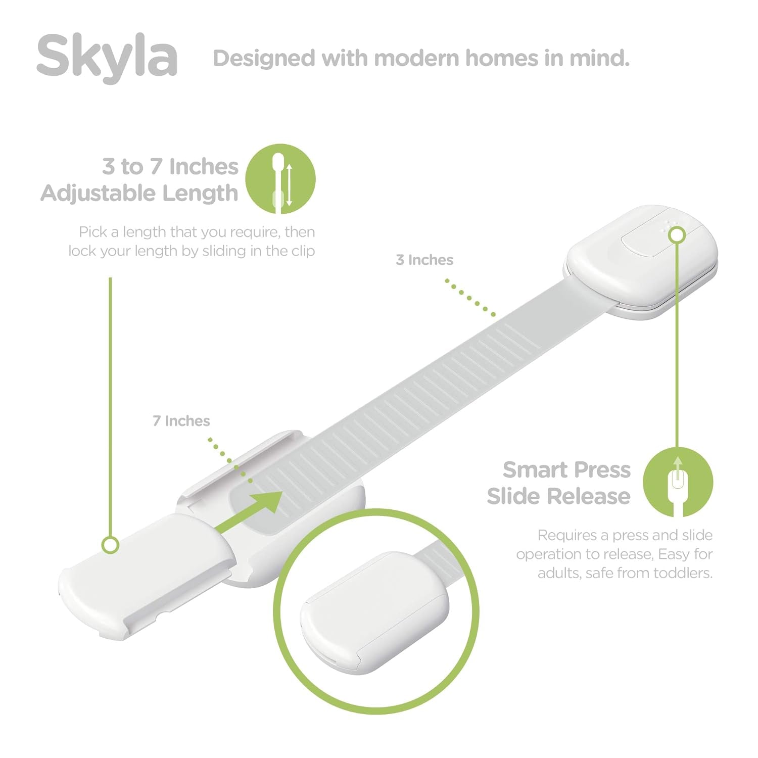 Baby Proofing Child Safety Locks (2 Pack) by  - the Safest, Quickest and Easiest 3M Adhesive Cabinet Latches, No Screws & Magnets, Multi-Purpose for Furniture, Kitchen, Ovens, Toilet Seats