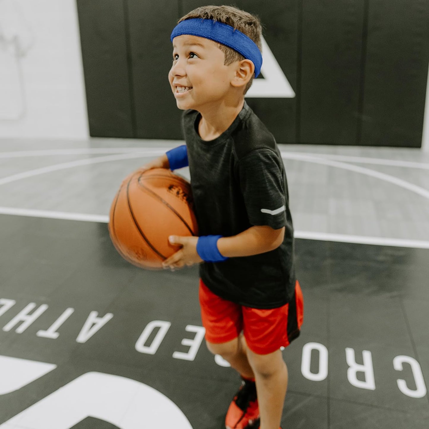 Sweatbands for Kids, Moisture Wicking 2 Wristbands and 1 Headband Set, Soft and Skin-Friendly Fabric, Moisture-Wicking Athletic Sweat Bands for Basketball, Baseball, Soccer