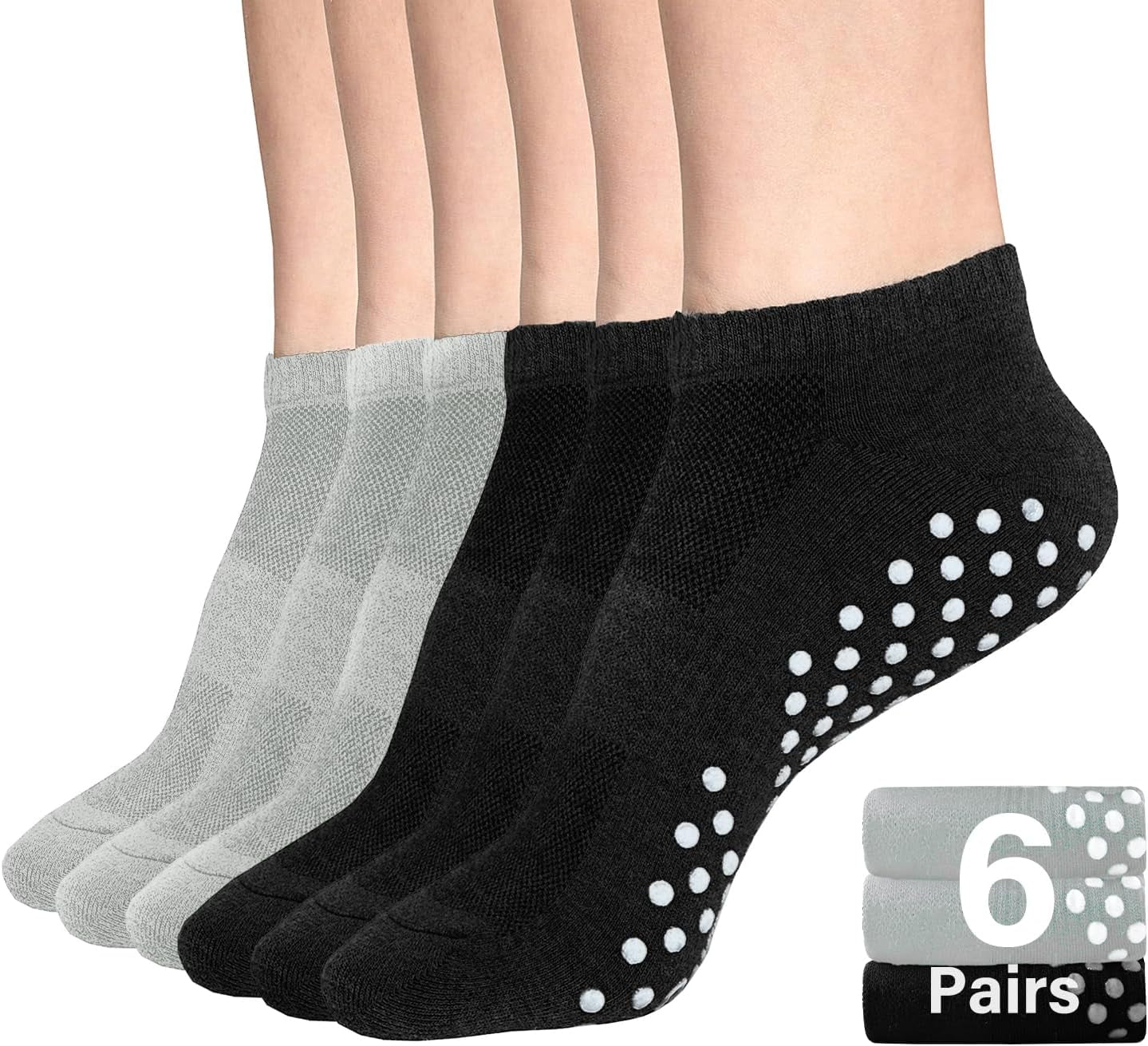 Womens & Mens Low Cut Socks, 6-Pair Ankle No Show Athletic Short Cotton Socks