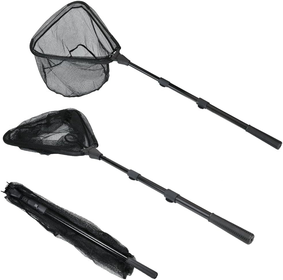 Fishing Landing Net with Telescoping Pole Handle, Fishing Net Freshwater for Kids Men Women, Extend to 40-63 Inches