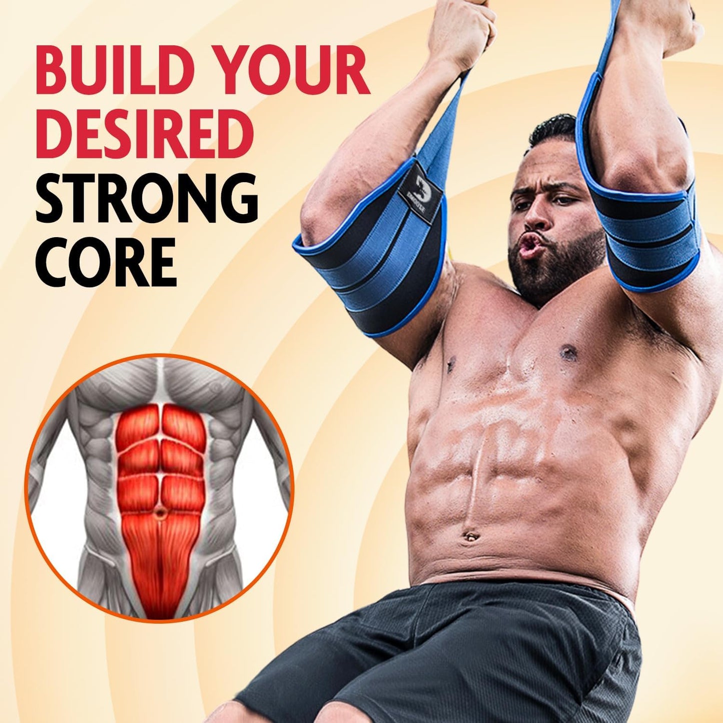 Hanging Ab Straps for Pull up Bar & Abdominal Muscle Building, Rip Resistant and Padded Arm Support for Ab Workout, Ab Sling Straps for Knee & Leg Raises, Pull up Straps for Men & Women