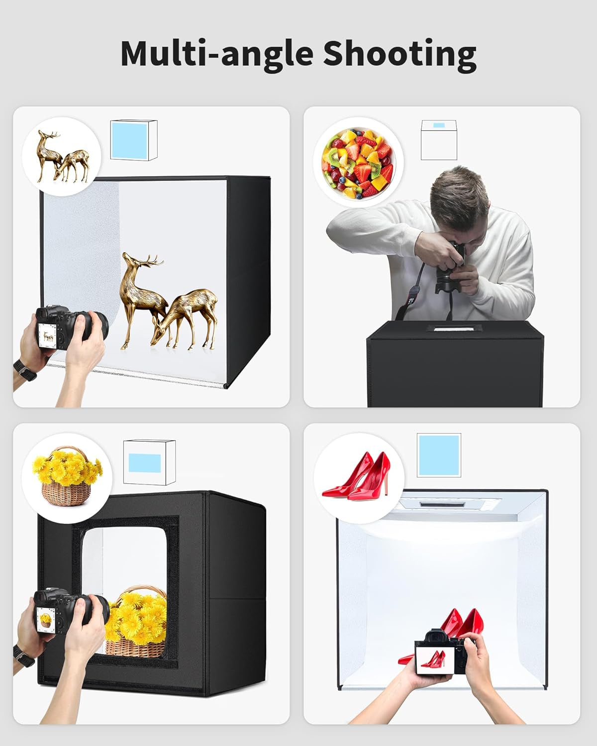 20X20 Inch Light Box Photography, Large Photo Studio Light Box, Professional Dimmable Photo Booth with 240 LED Lights & 6 Double-Sided Color Backdrops Photo Box for Product Photography