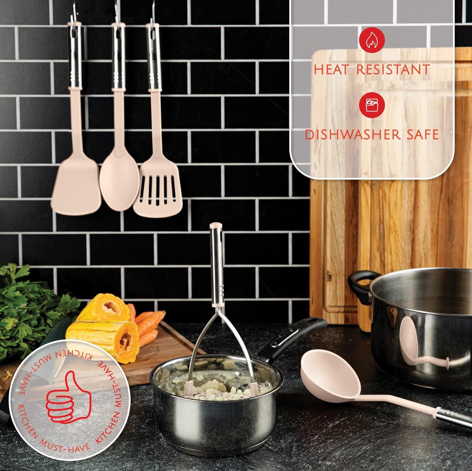 Kitchen Utensils Set 35 PCS Cooking Utensils Set, Nonstick and Heat Resistant Nylon Stainless Steel Silicone Spatula Set - Kitchen Gadgets Home Essentials Kitchen Accessories, Apartment Must Haves