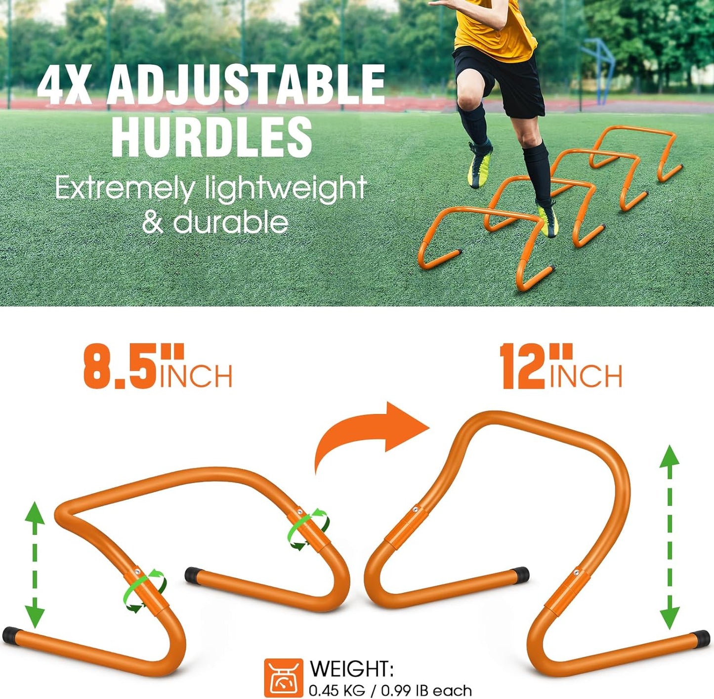 Agility Ladder Speed Training Equipment Set-20Ft Agility Ladder,12 Soccer Cones,4 Hurdles, Jump Rope, Running Parachute| Basketball Football Soccer Training Equipment for Kids Youth Adults