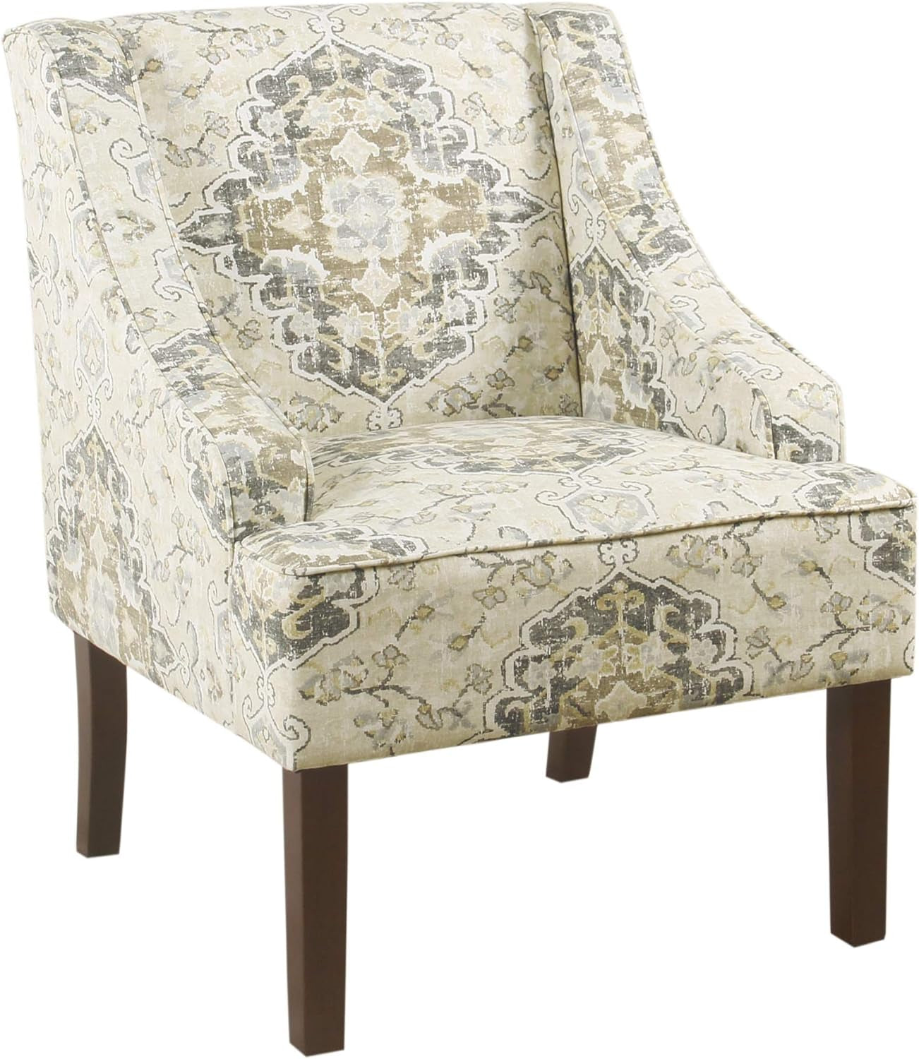 Home Decor | Upholstered Swoop Arm Accent Chair | Accent Chairs for Living Room & Bedroom | Decorative Home Furniture, Antique Ebony