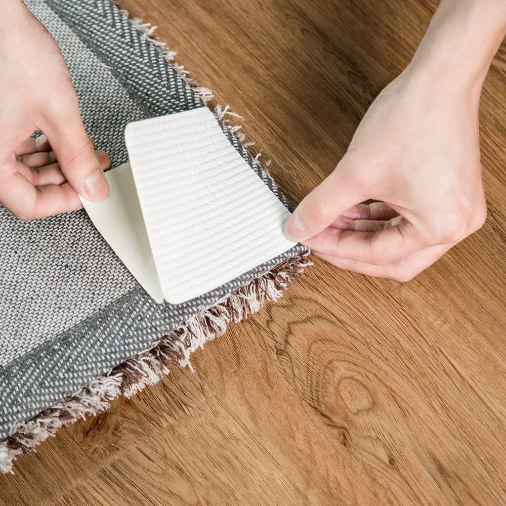 Rug Pads Grippers, 8 PCS Non Slip Washable Grippers, “Vacuum TECH” - New Materials to anti Curling Rug Pad : Keep Your Rug in Place & Make Corner Flat and Easily Peel Off