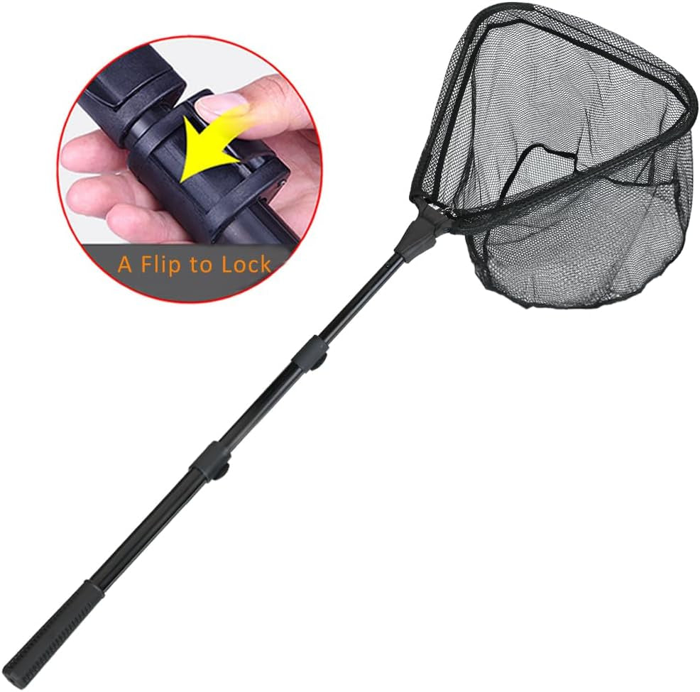 Fishing Landing Net with Telescoping Pole Handle, Fishing Net Freshwater for Kids Men Women, Extend to 40-63 Inches