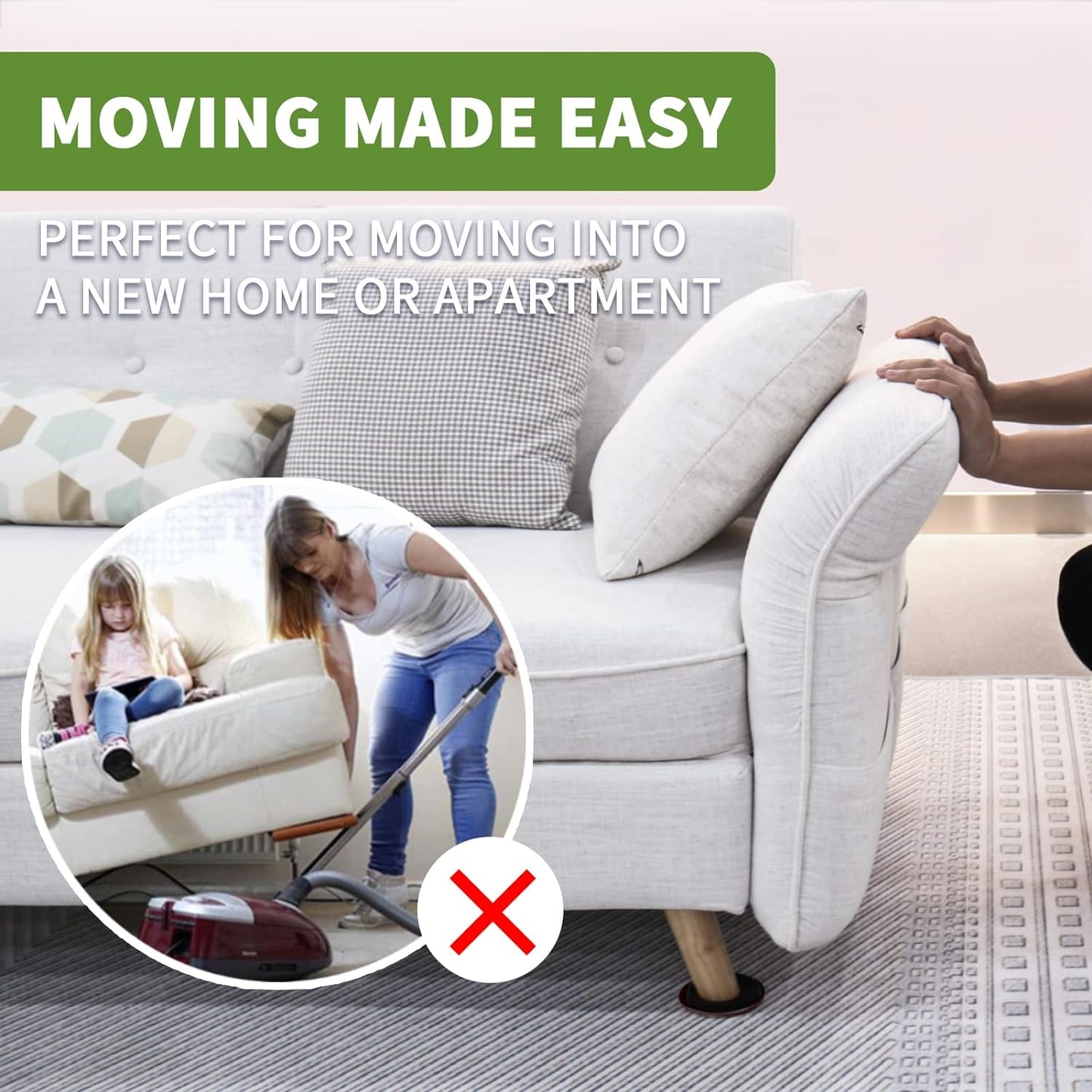 Furniture Sliders for Carpet 8 PCS - 4 3/4 Inch Furniture Moving Slider Chair Legs Floors Protectors– Move Your Furniture Easy & Safely(For Carpet) Brown