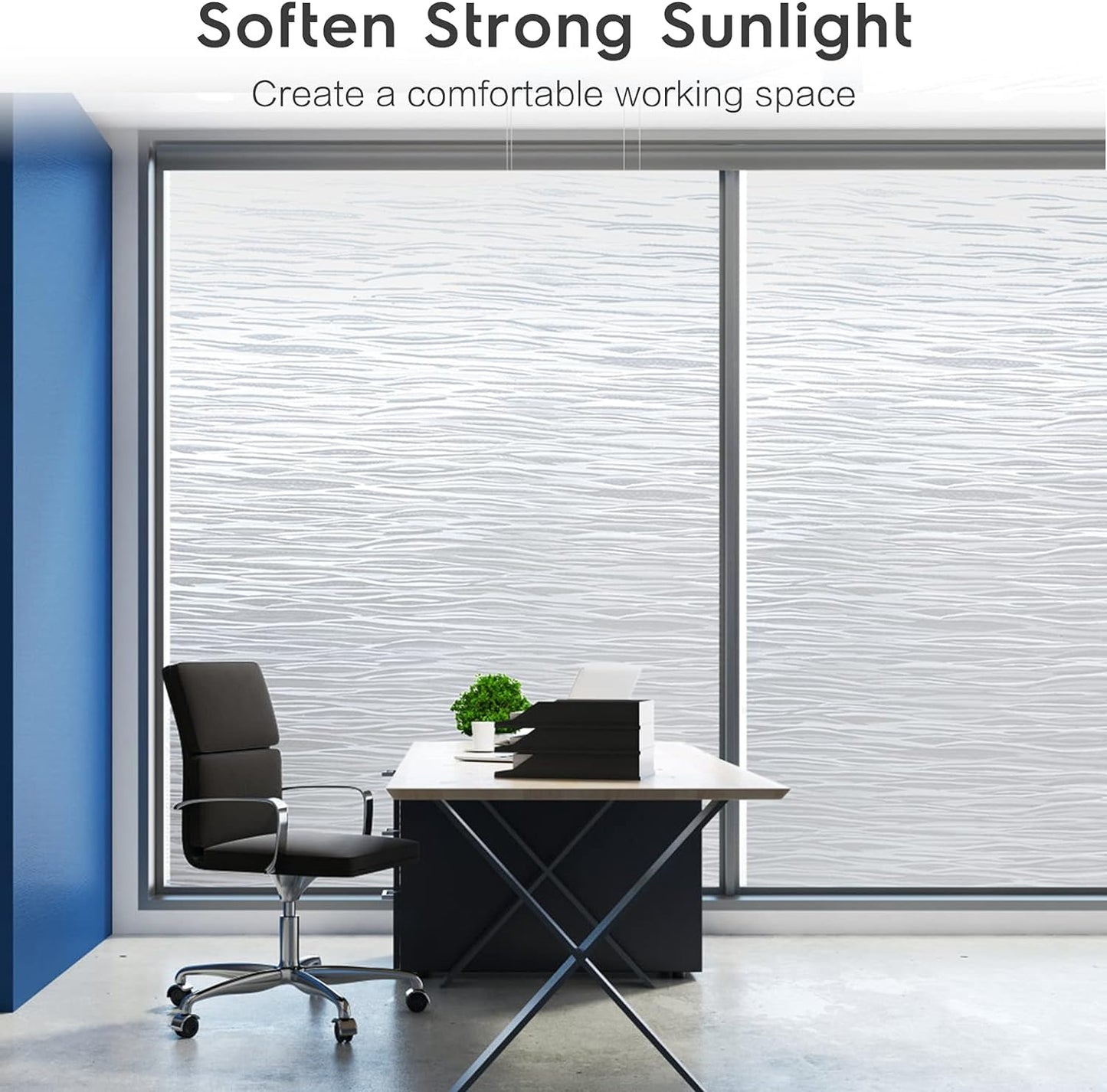 Window Privacy Film Frosted Glass Window Film Removable Window Vinyl Door Window Coverings UV Blocking Self Static Cling Non-Adhesive Window Clings Sticker for Home Decor, 35.4" X 118.1"