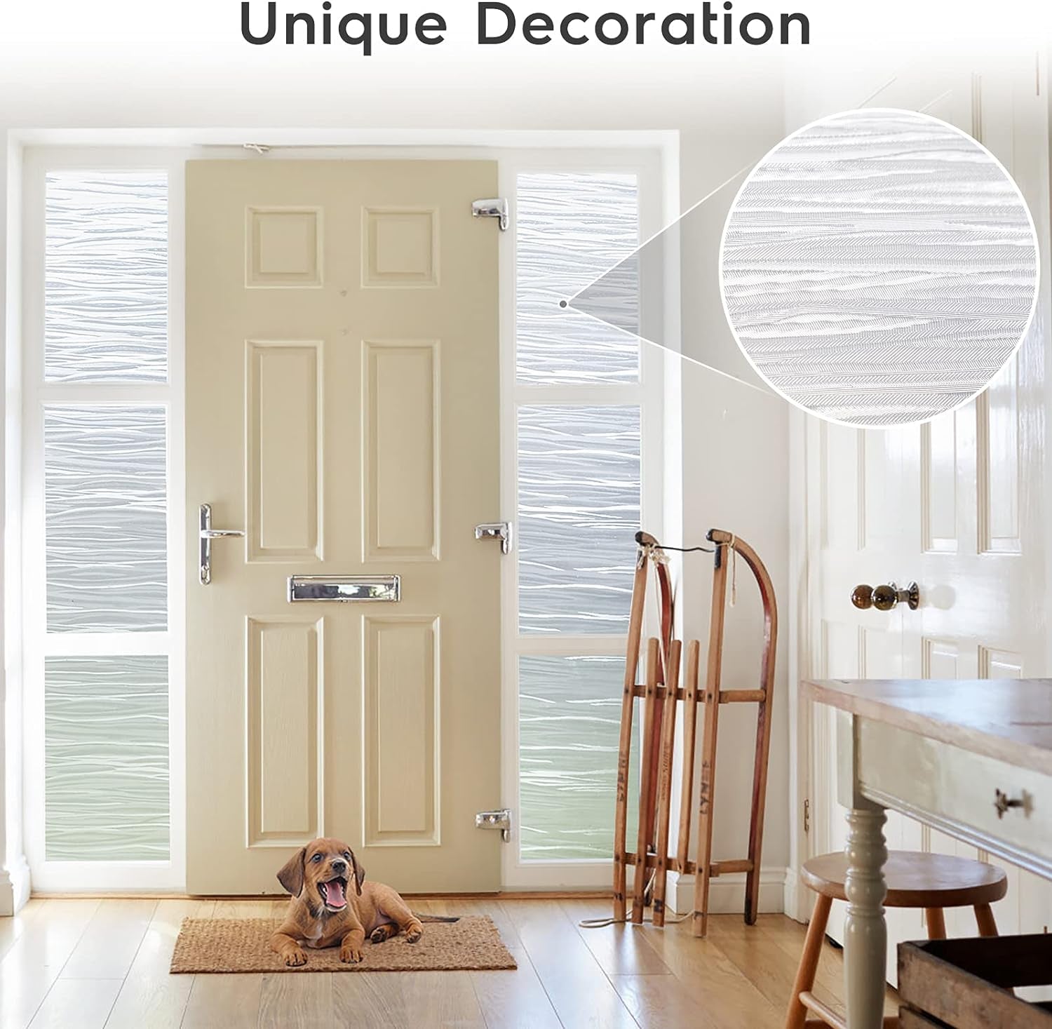 Window Privacy Film Frosted Glass Window Film Removable Window Vinyl Door Window Coverings UV Blocking Self Static Cling Non-Adhesive Window Clings Sticker for Home Decor, 35.4" X 118.1"