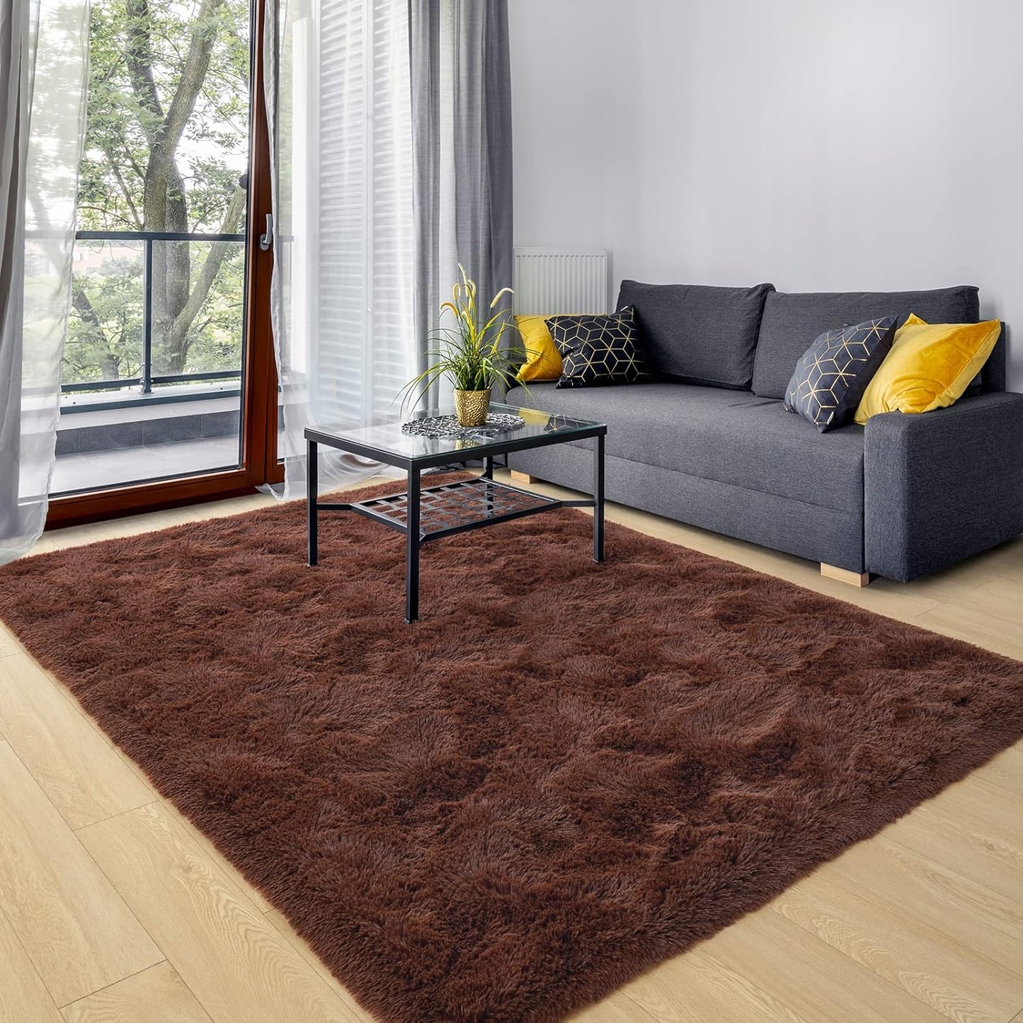 Ultra Soft Fluffy Rugs for Bedroom 6X9 Feet, Shag Area Rugs for Living Room, Large Comfy Furry Rug for Boys Kids Baby Room Decor, Non Slip Nursery Rug Modern Indoor Fuzzy Floor Carpet, Brown