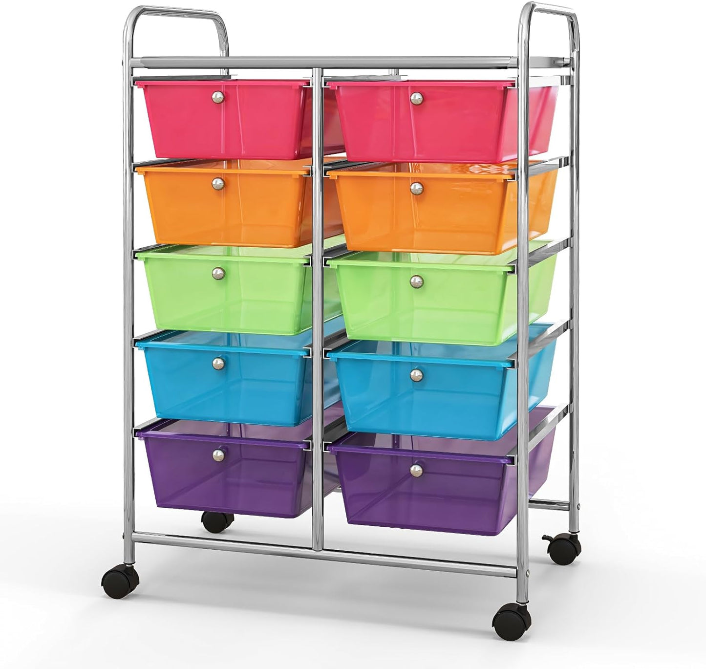 10 Drawers Rolling Cart, Classroom Organizers, Storage Cart with Wheels, for Teacher Office Home School Supplies Tool Craft Art Paper