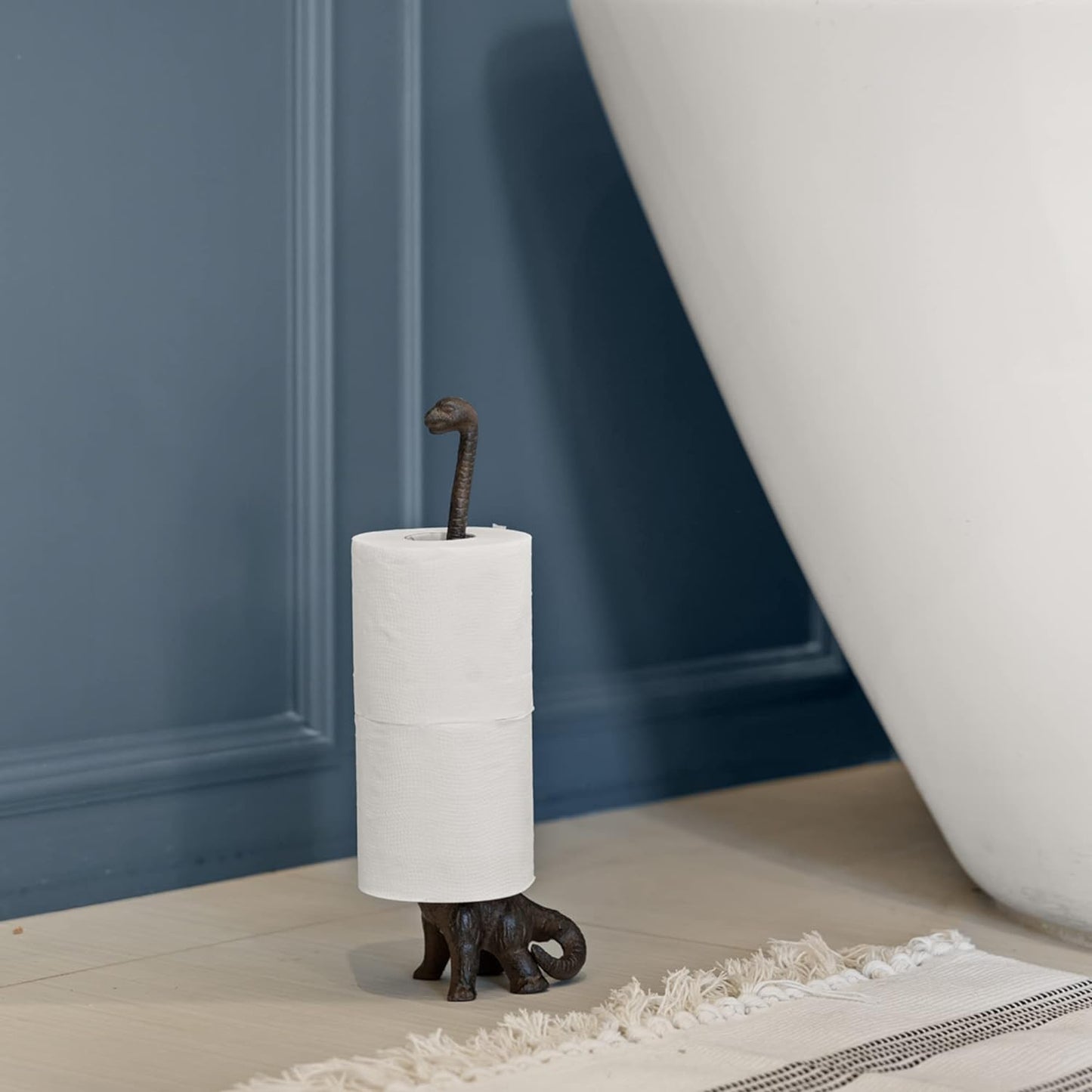 Rustic Paper Towel Holder, Metal Toilet or Kitchen Paper Holder for Floor or Countertop, Rustic Dino