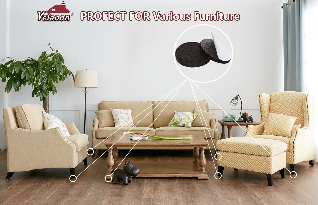 Felt Furniture Pads -182 Pcs Furniture Pads Self Adhesive,Cuttable Felt Chair Pads,Anti Scratch Floor Protectors for Furniture Feet Chair Legs, Felt Pads for Hardwoods Floors,Black & Brown