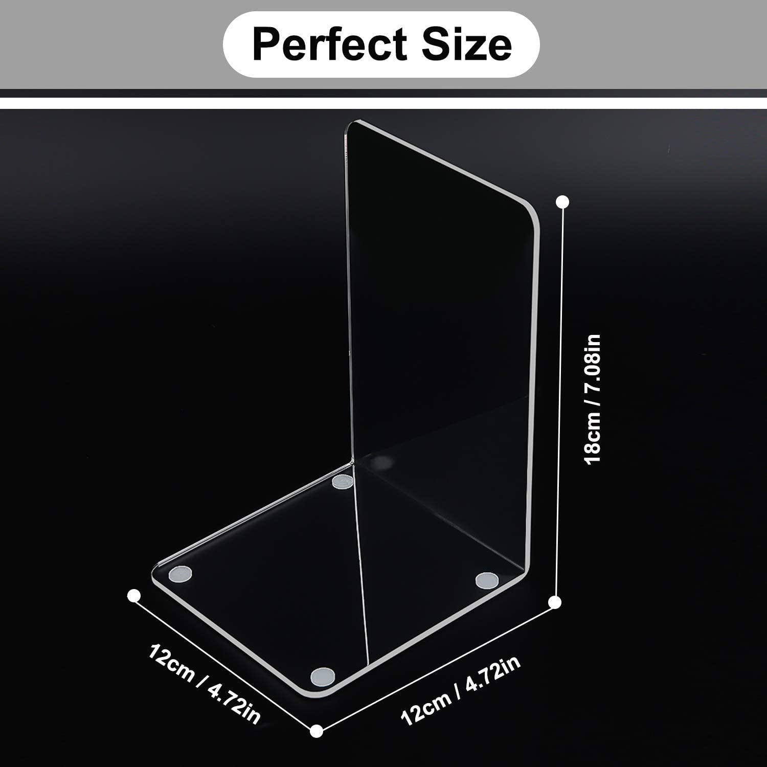 20 Pcs Plastic Acrylic Bookends, Clear Acrylic Non Skid Book Ends Organizer Bookshelf Decor Decorative Bedroom Library Office School Supplies Stationery Gift (7.08"X4.72"_10 Pairs)