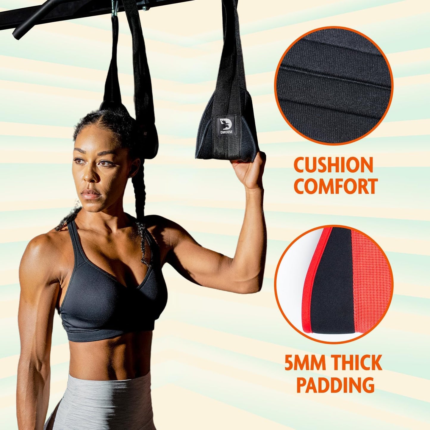 Hanging Ab Straps for Pull up Bar & Abdominal Muscle Building, Rip Resistant and Padded Arm Support for Ab Workout, Ab Sling Straps for Knee & Leg Raises, Pull up Straps for Men & Women