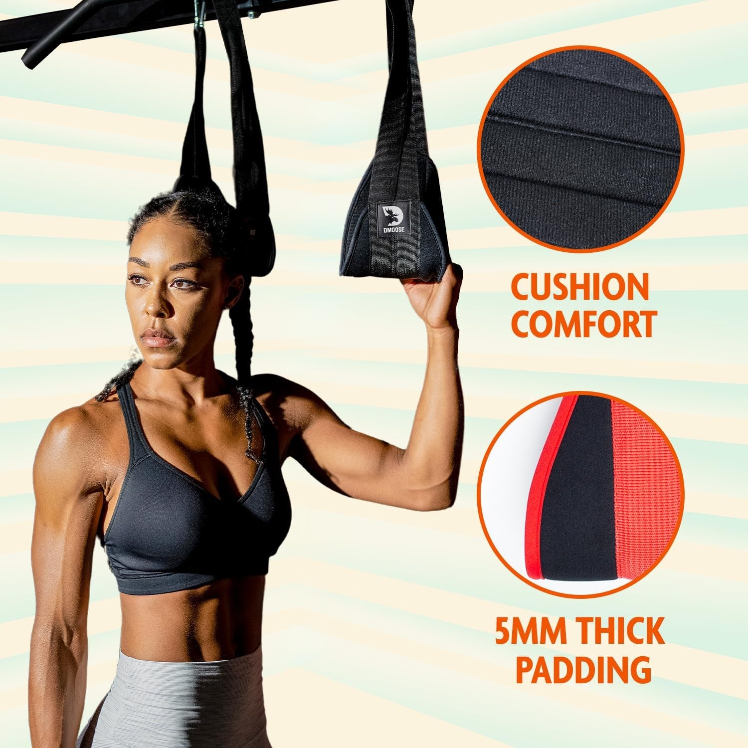 Hanging Ab Straps for Pull up Bar & Abdominal Muscle Building, Rip Resistant and Padded Arm Support for Ab Workout, Ab Sling Straps for Knee & Leg Raises, Pull up Straps for Men & Women