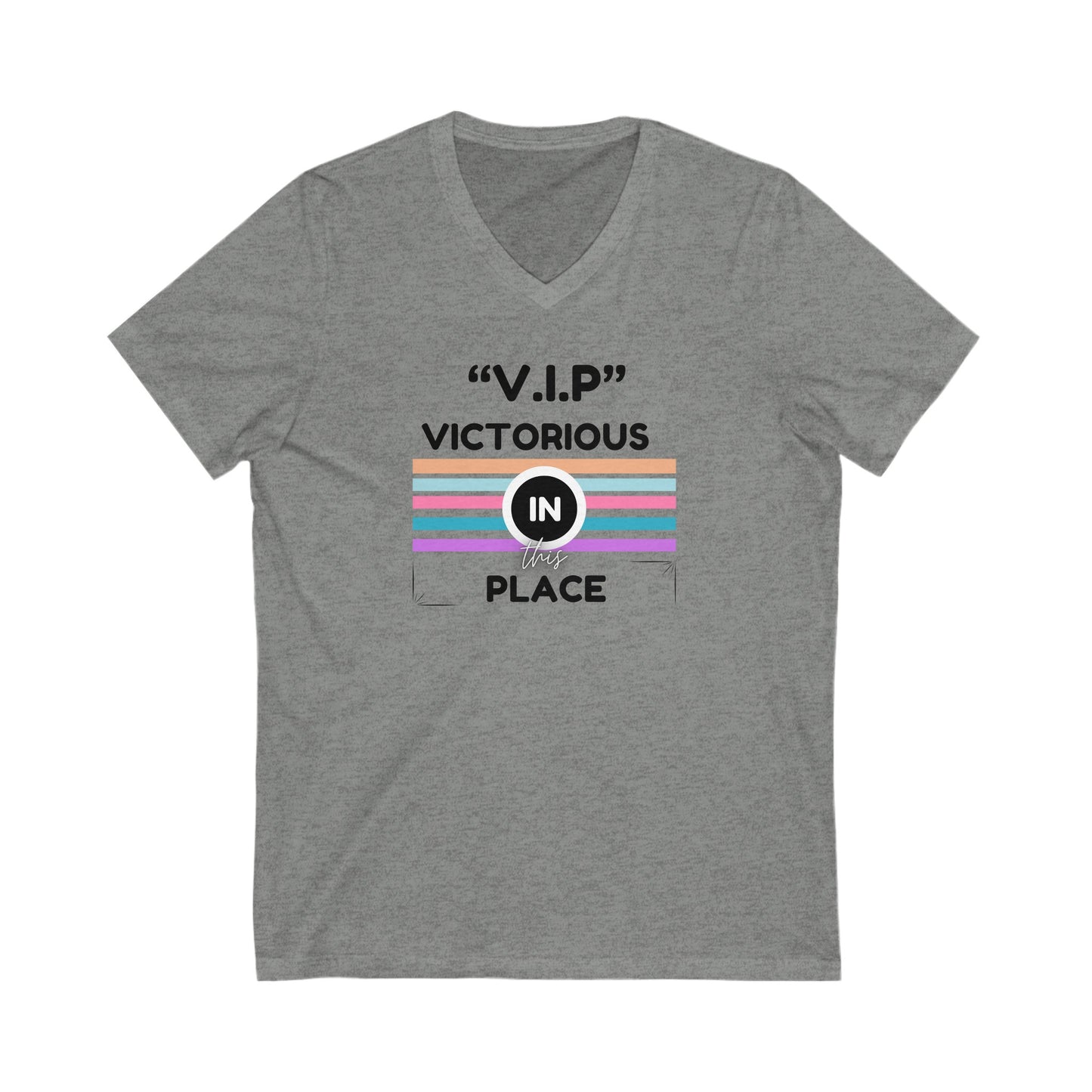 Unisex Jersey Short Sleeve V.I.P Victorious In This Place V-Neck Tee